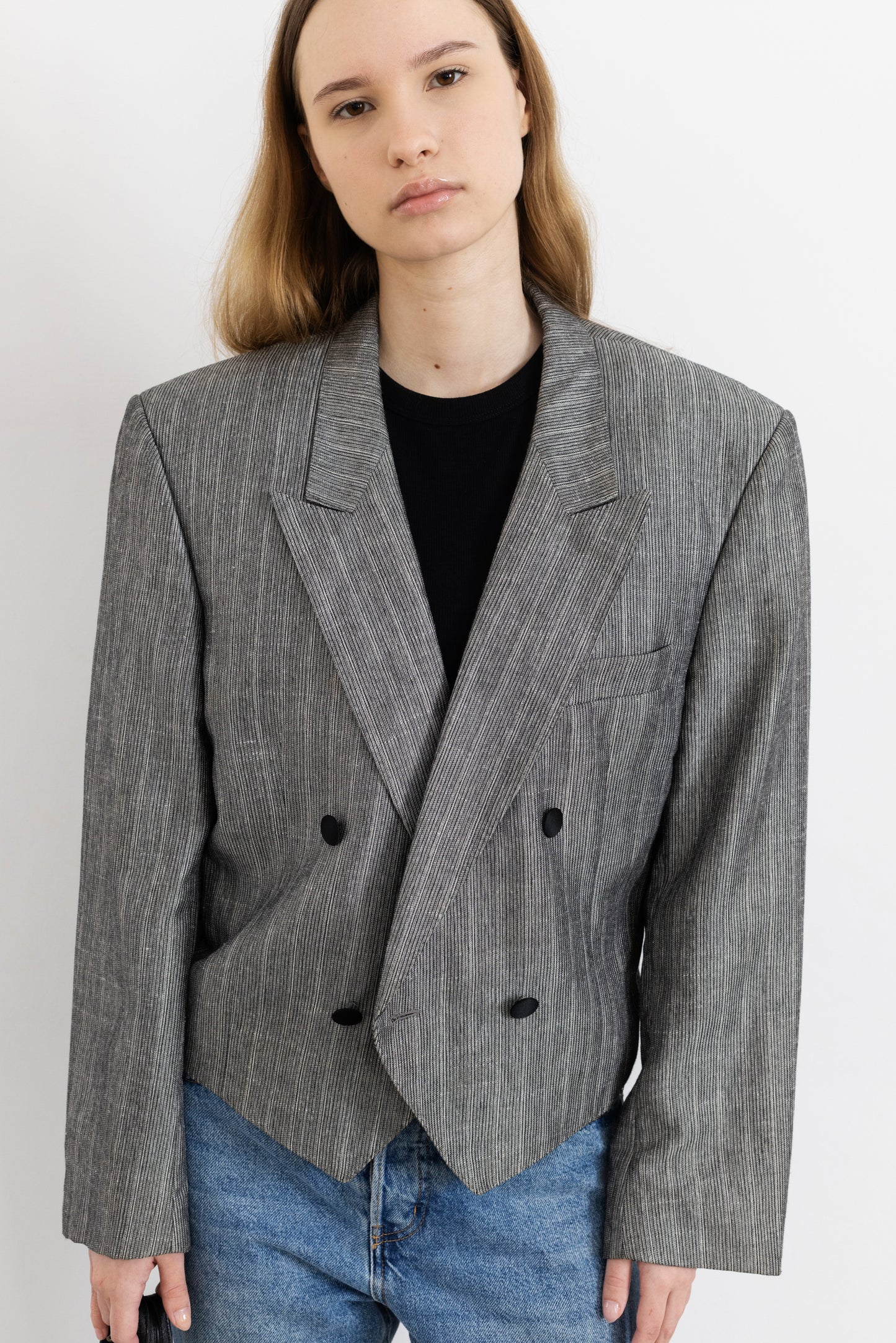 Vintage Grey Cropped Blazer