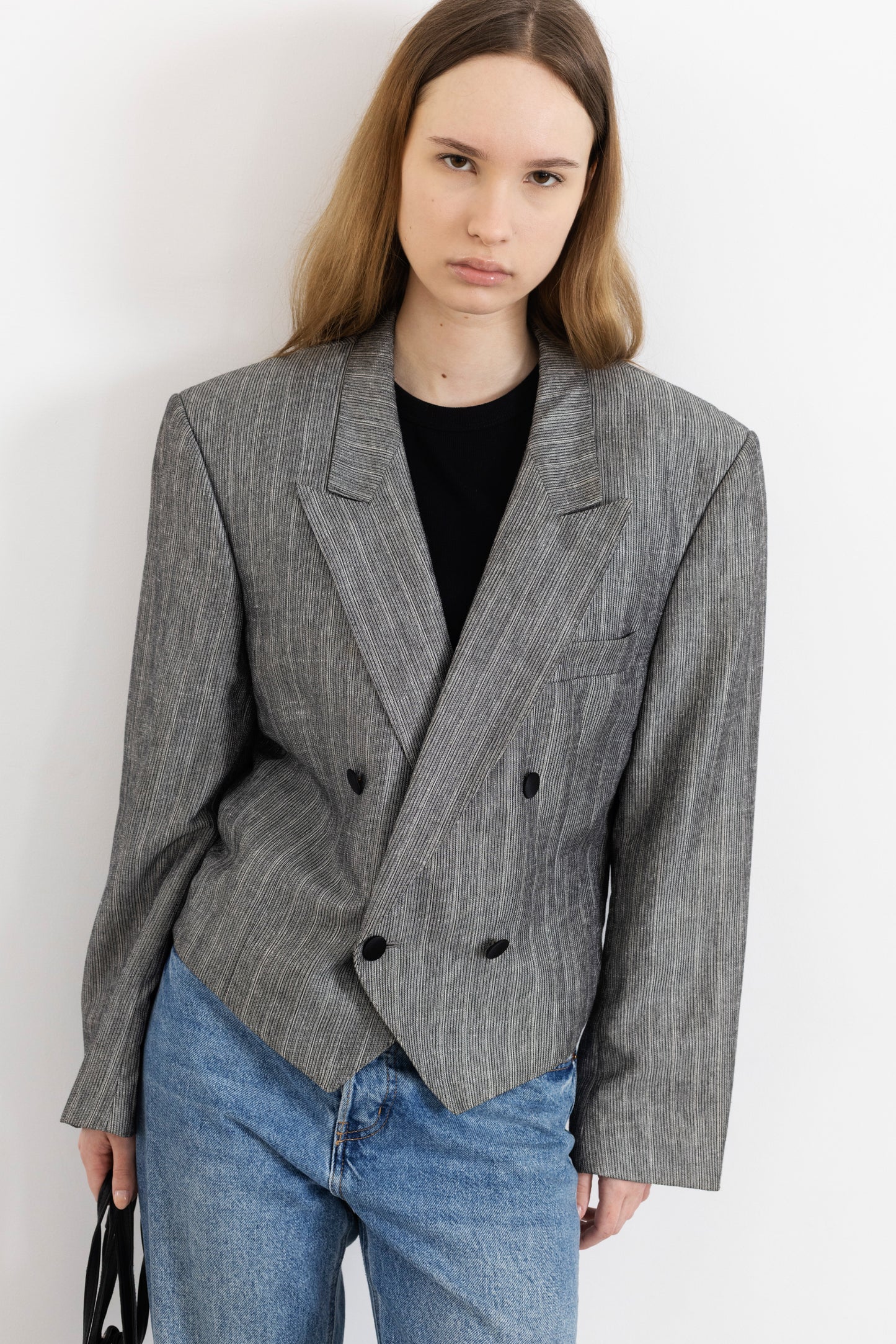 Vintage Grey Cropped Blazer