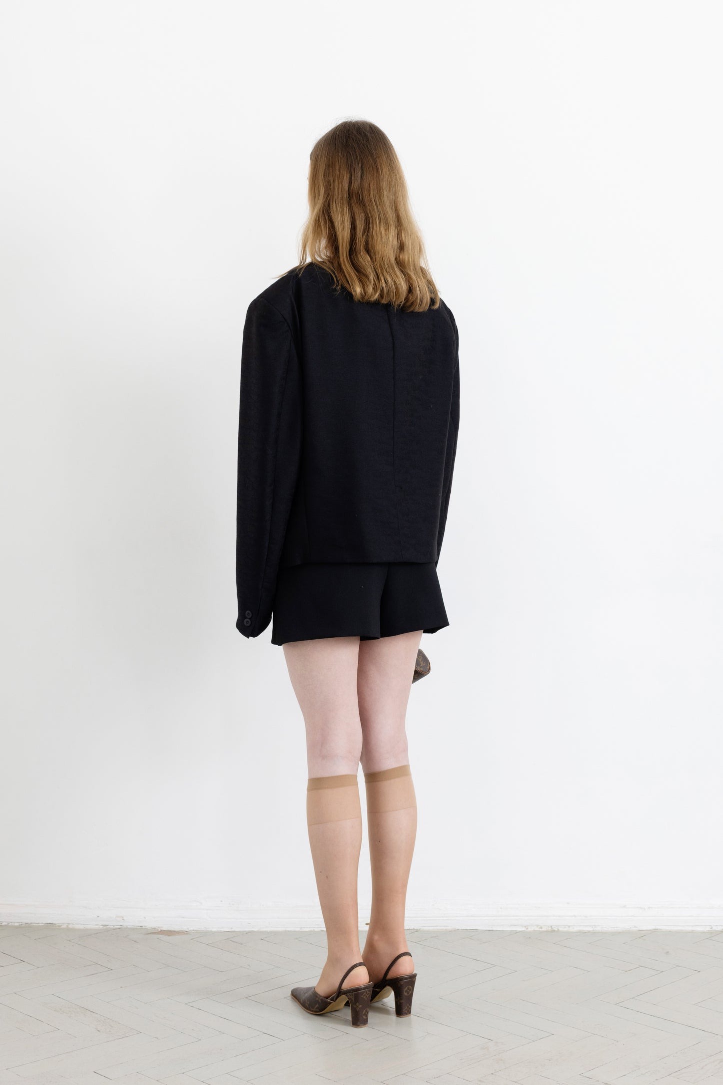 Vintage Black Cropped Wool Blazer