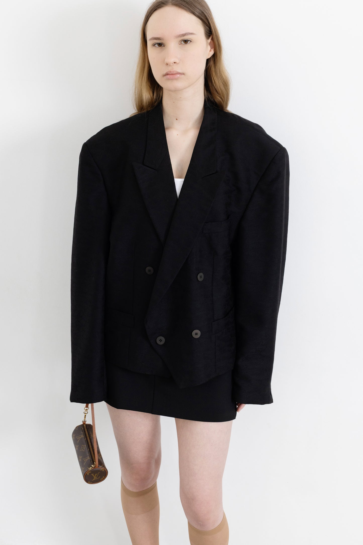 Vintage Black Cropped Wool Blazer