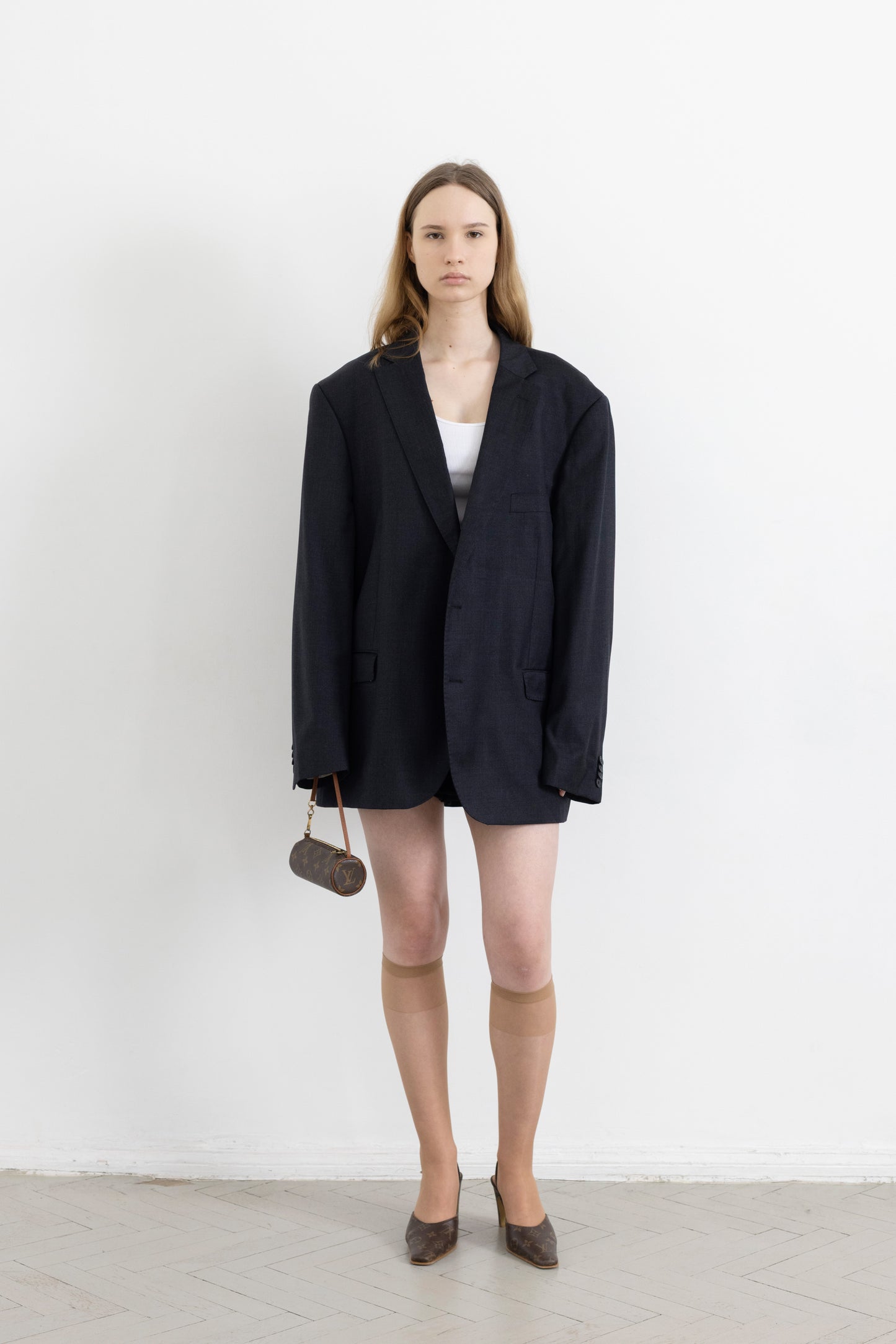 Vintage Dark Grey100% Wool Blazer