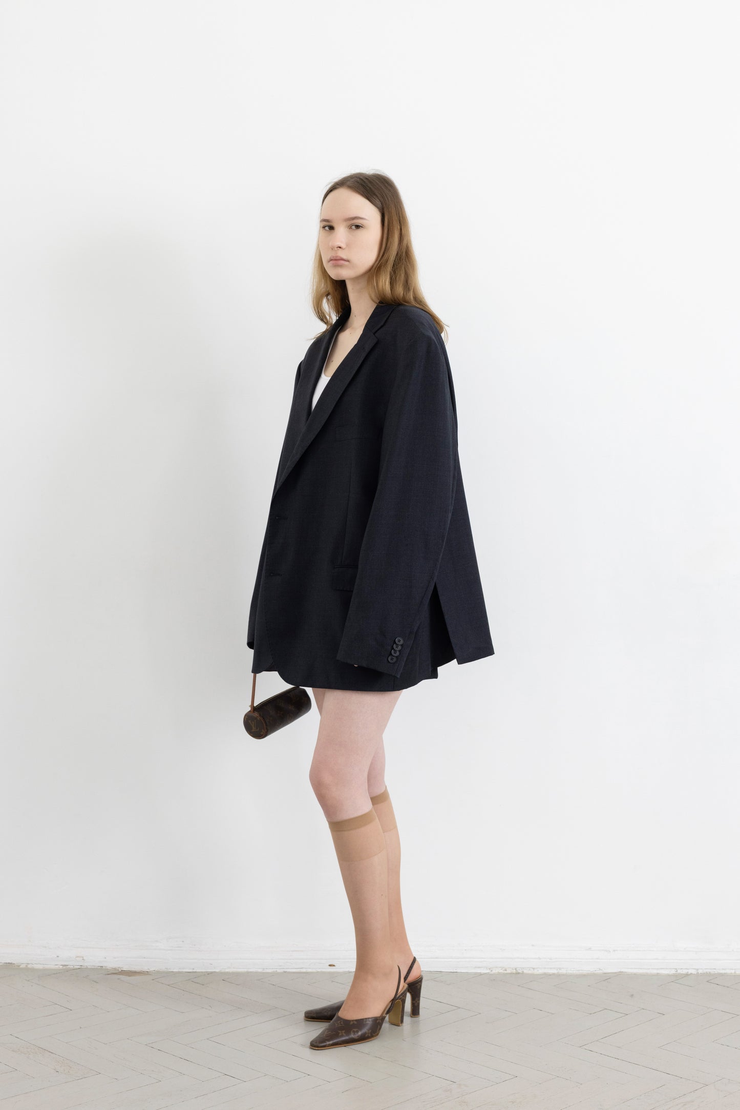Vintage Dark Grey100% Wool Blazer