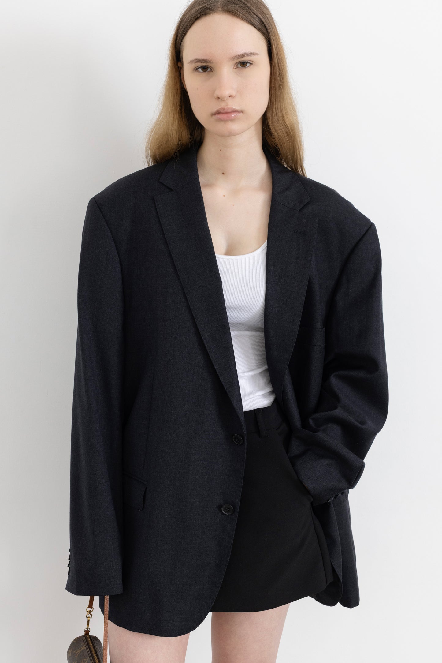Vintage Dark Grey100% Wool Blazer