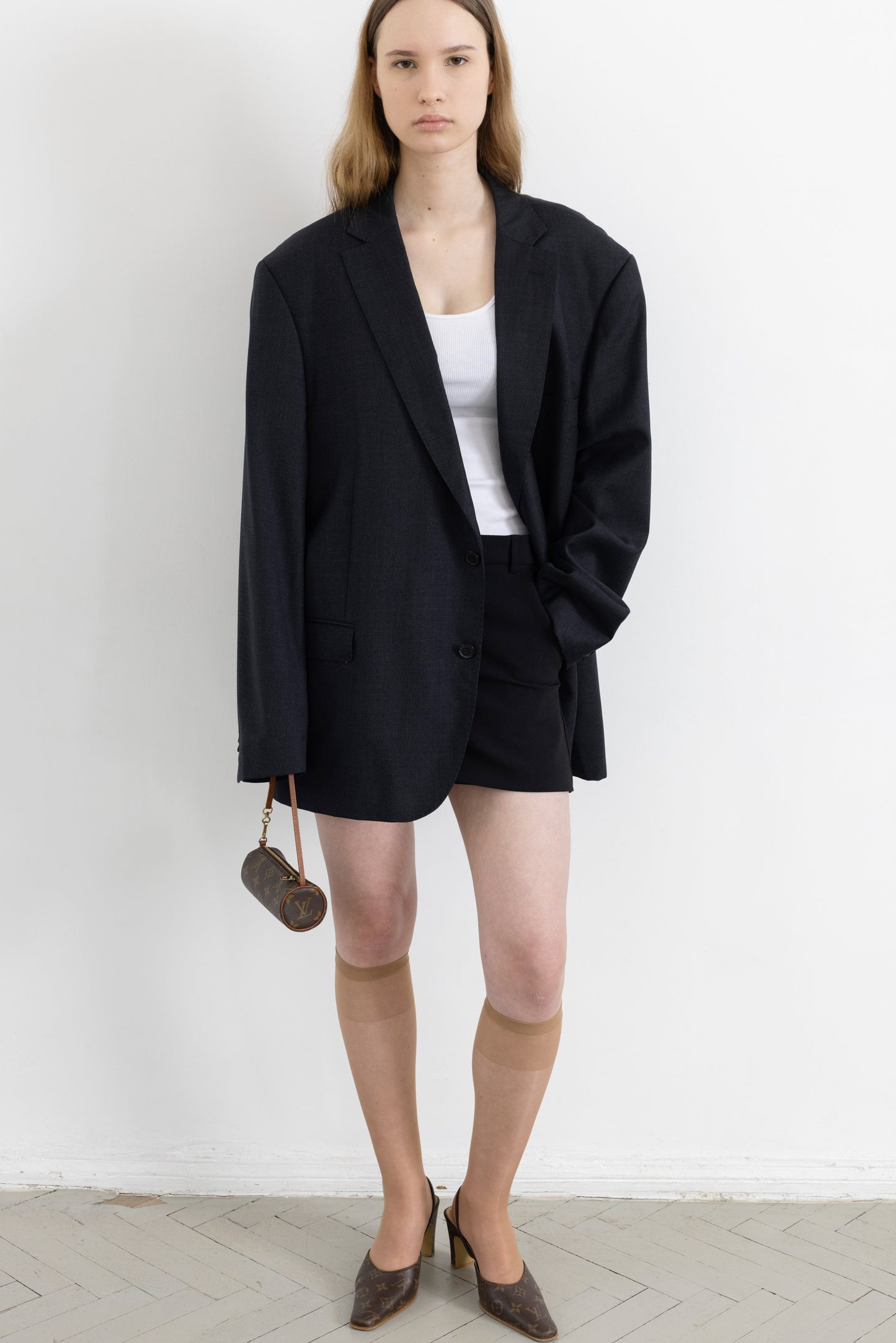 Vintage Dark Grey100% Wool Blazer