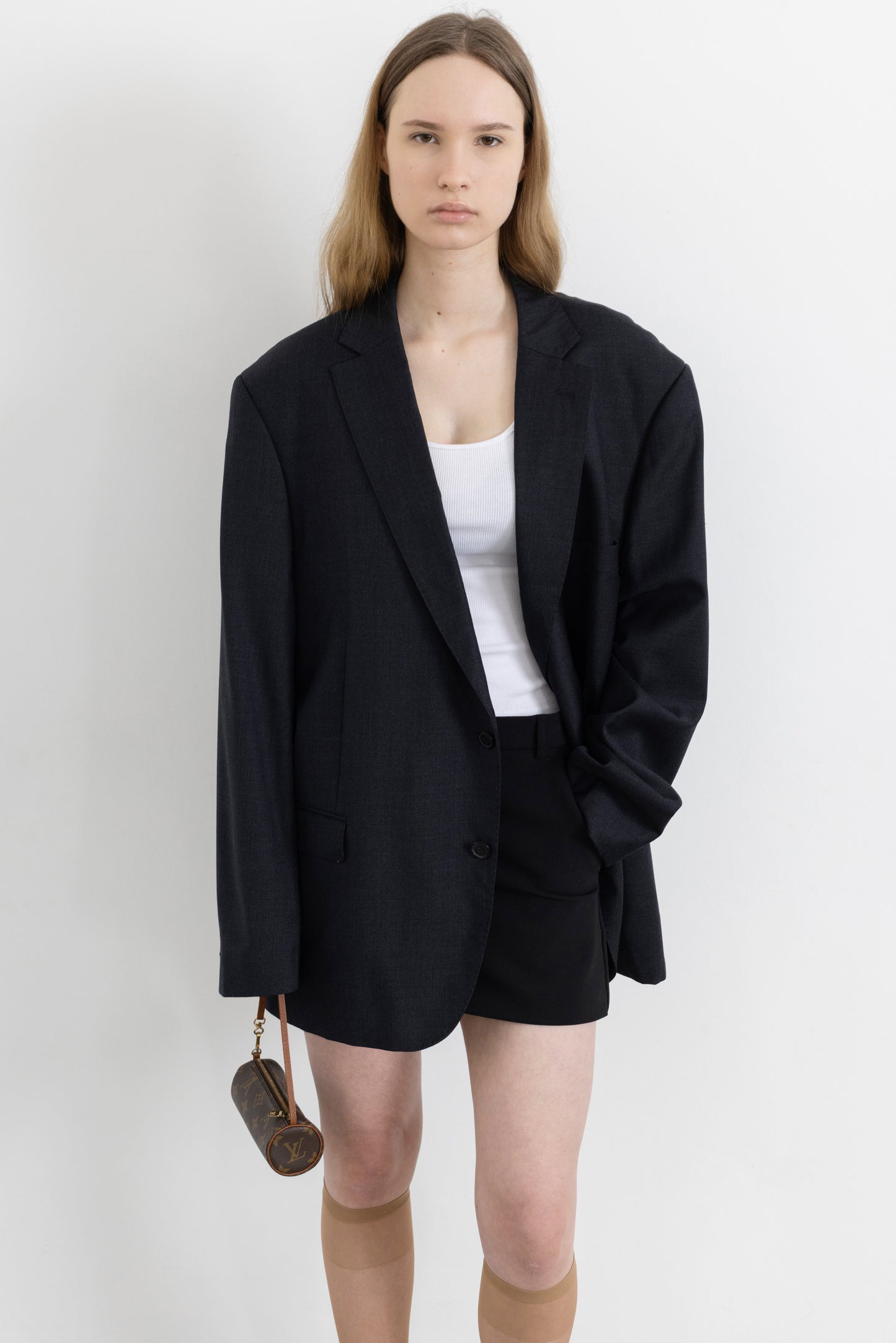 Vintage Dark Grey100% Wool Blazer