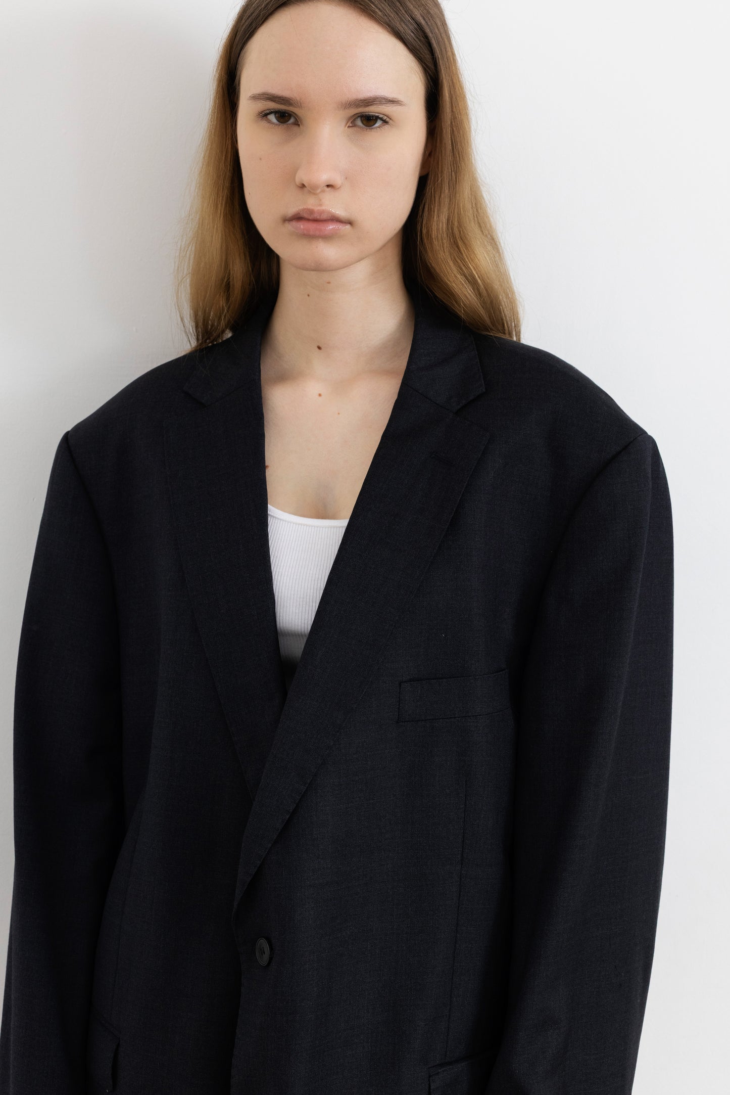 Vintage Dark Grey100% Wool Blazer