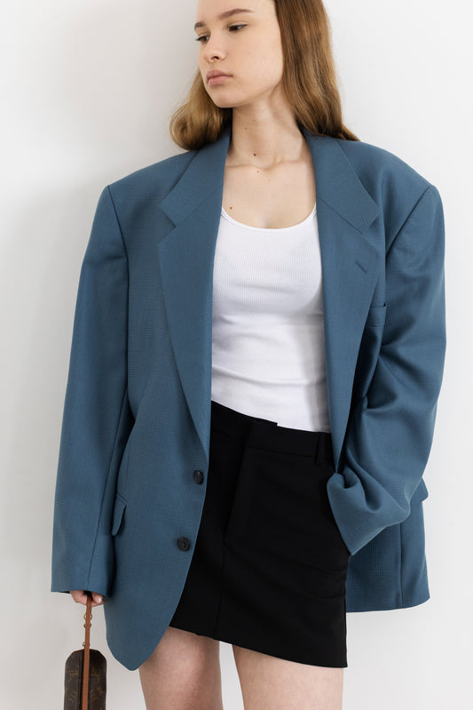 Vintage Blue Plaid Blazer