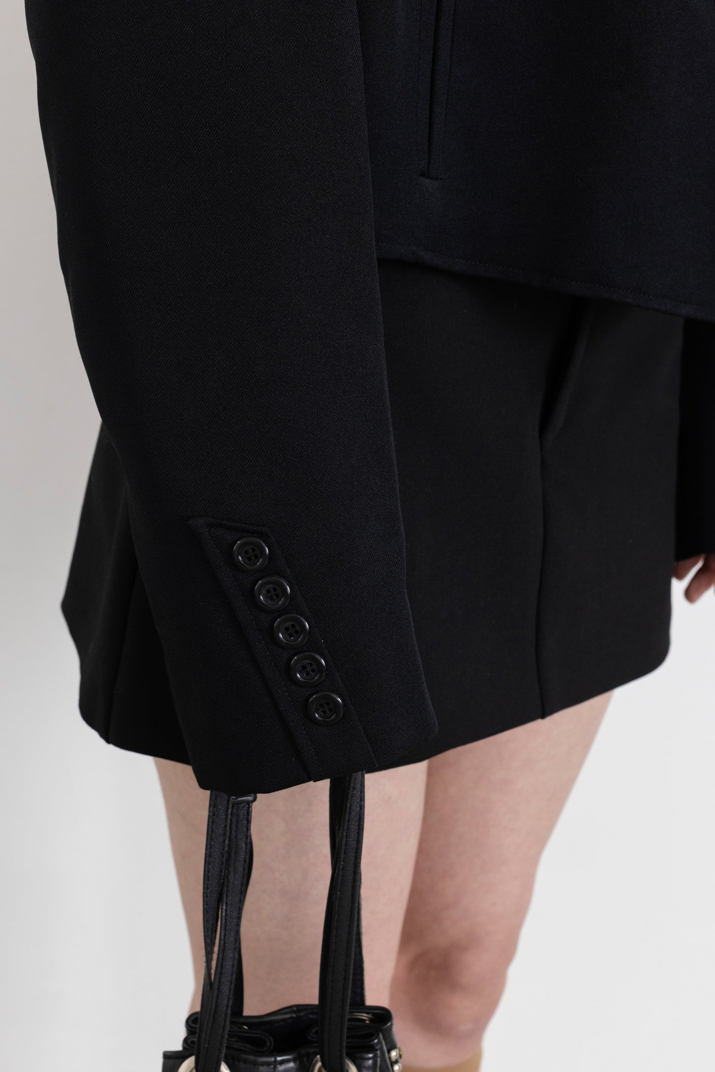 Vintage Black Mandarin Collar Cropped Blazer