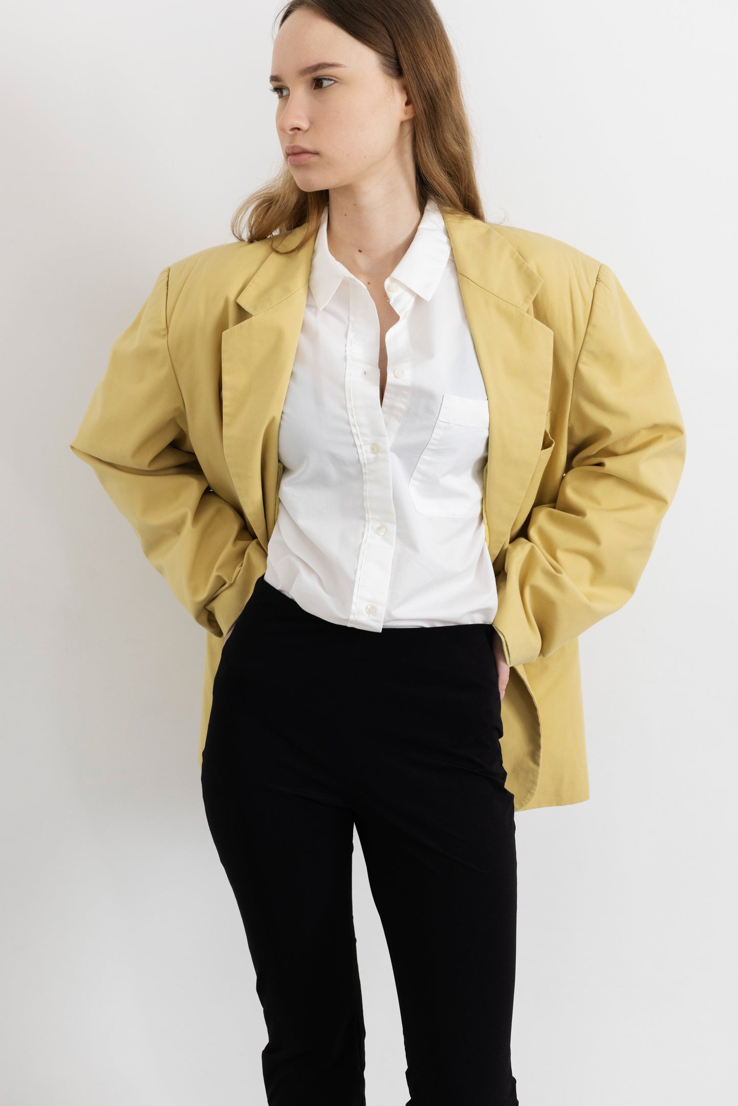 Vintage Butter Yellow Cotton Blazer