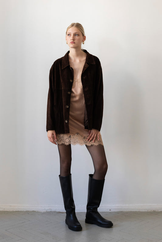 Vintage Brown Suede Leather Jacket