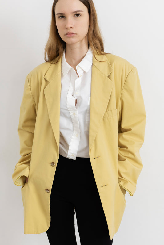 Vintage Butter Yellow Cotton Blazer