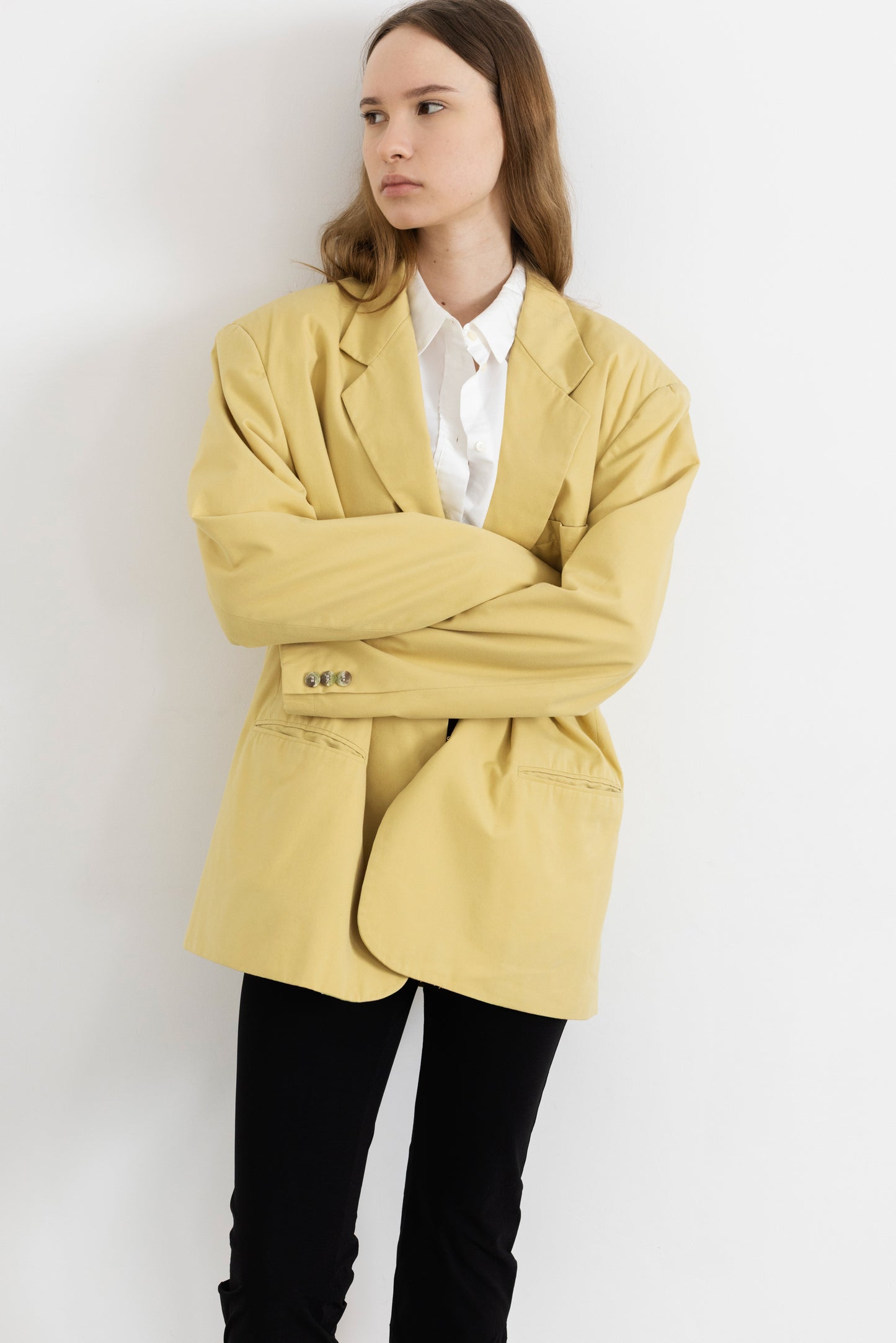 Vintage Butter Yellow Cotton Blazer