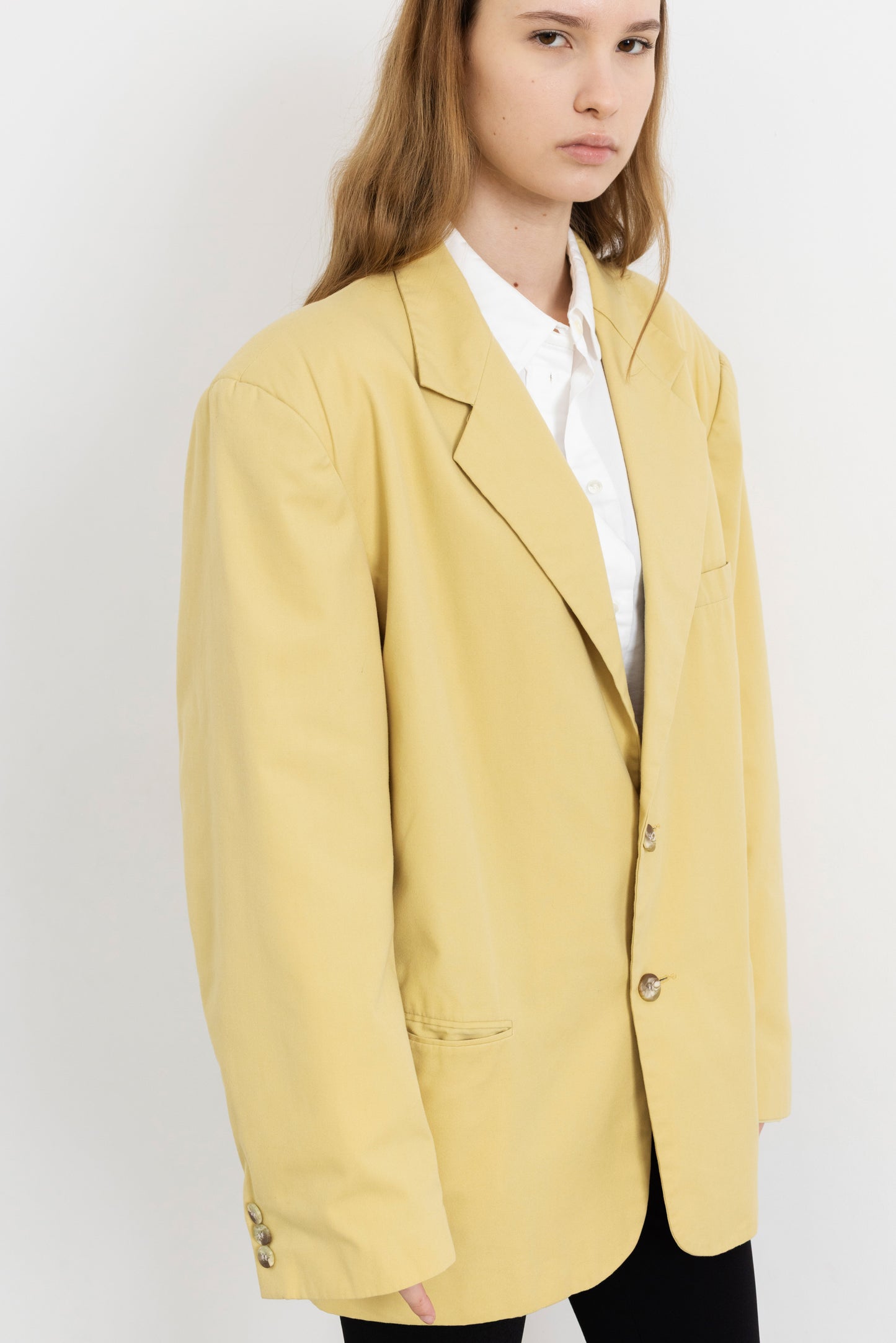Vintage Butter Yellow Cotton Blazer