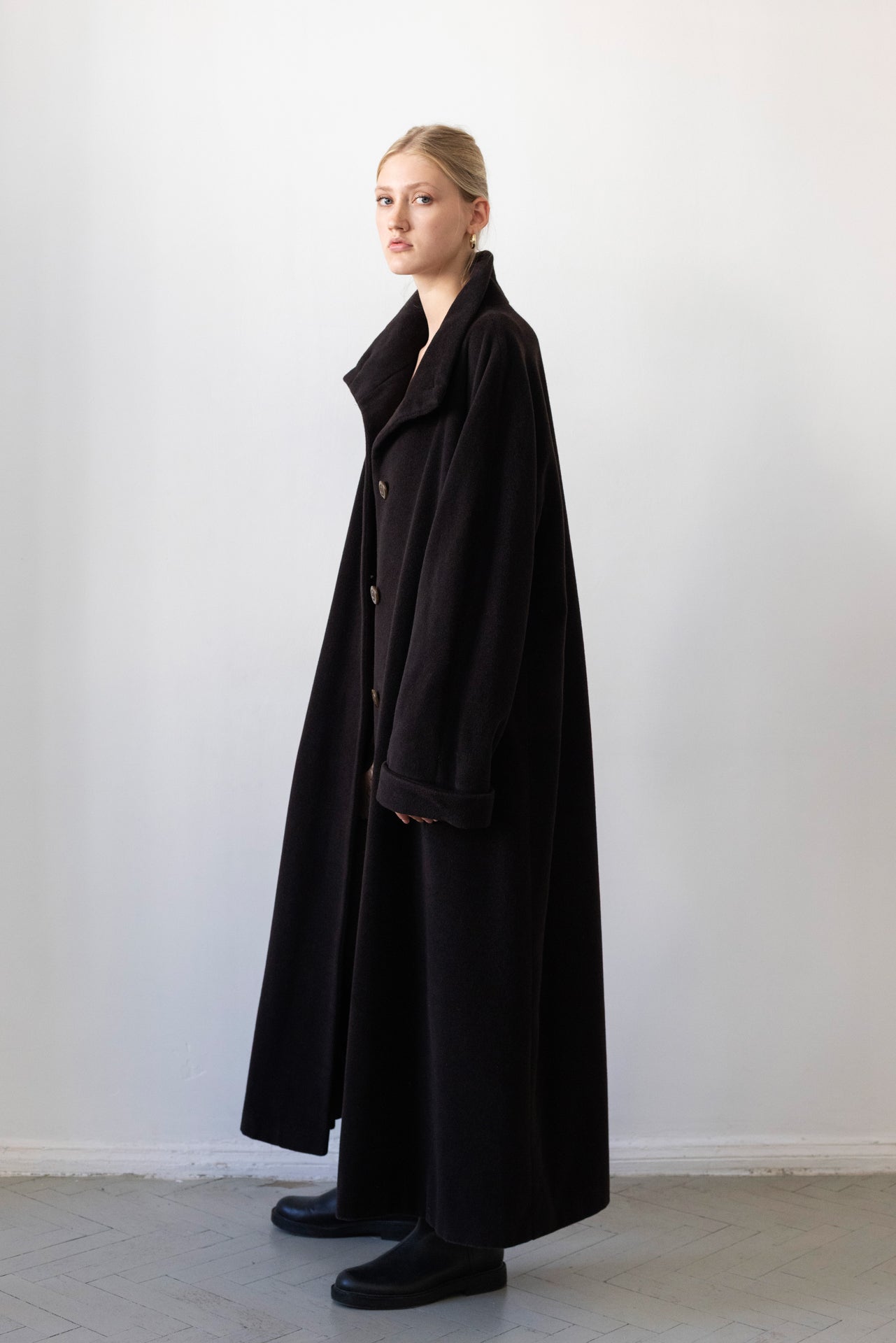 Vintage Aubergine Cashmere Angora Wool Coat
