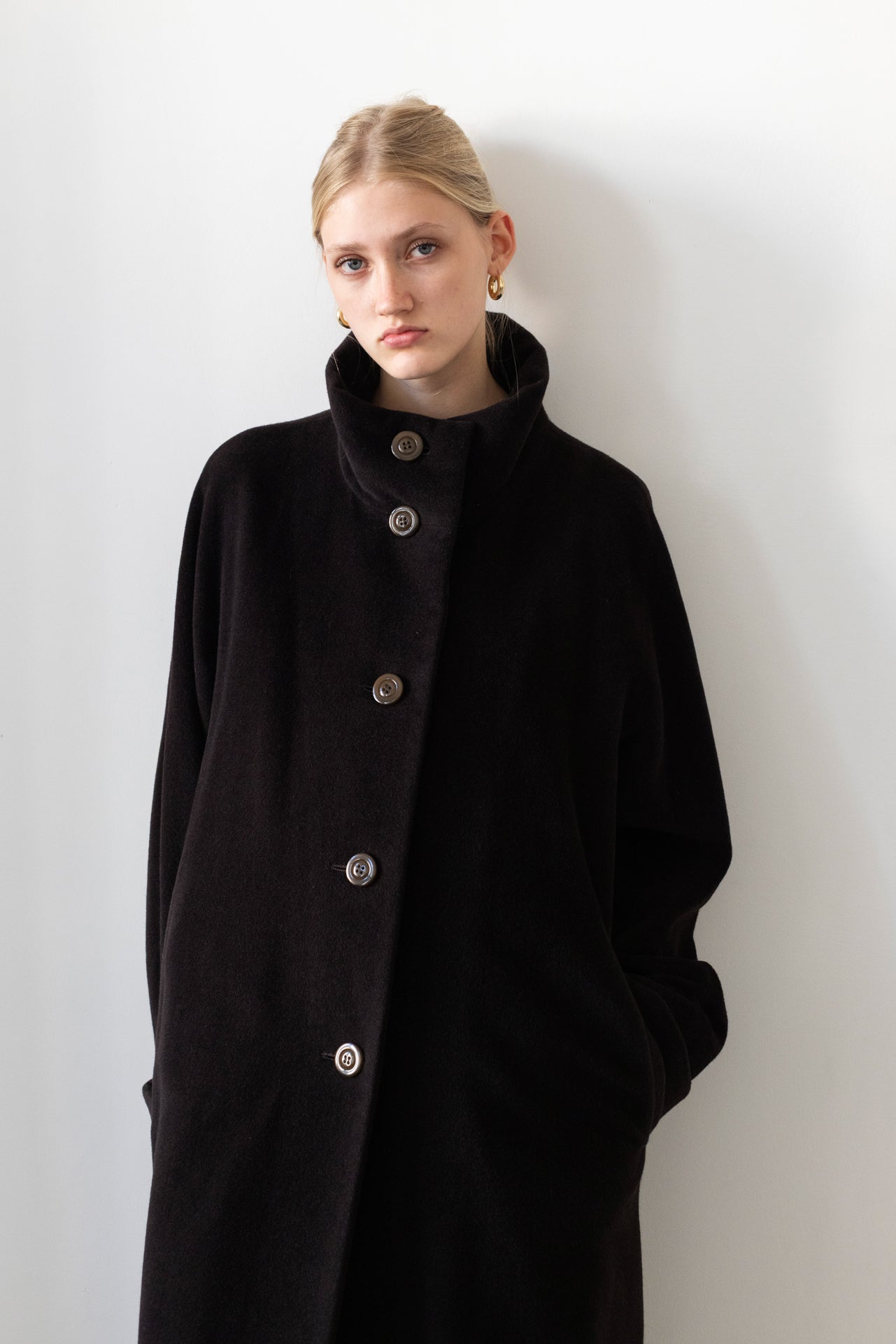 Vintage Aubergine Cashmere Angora Wool Coat