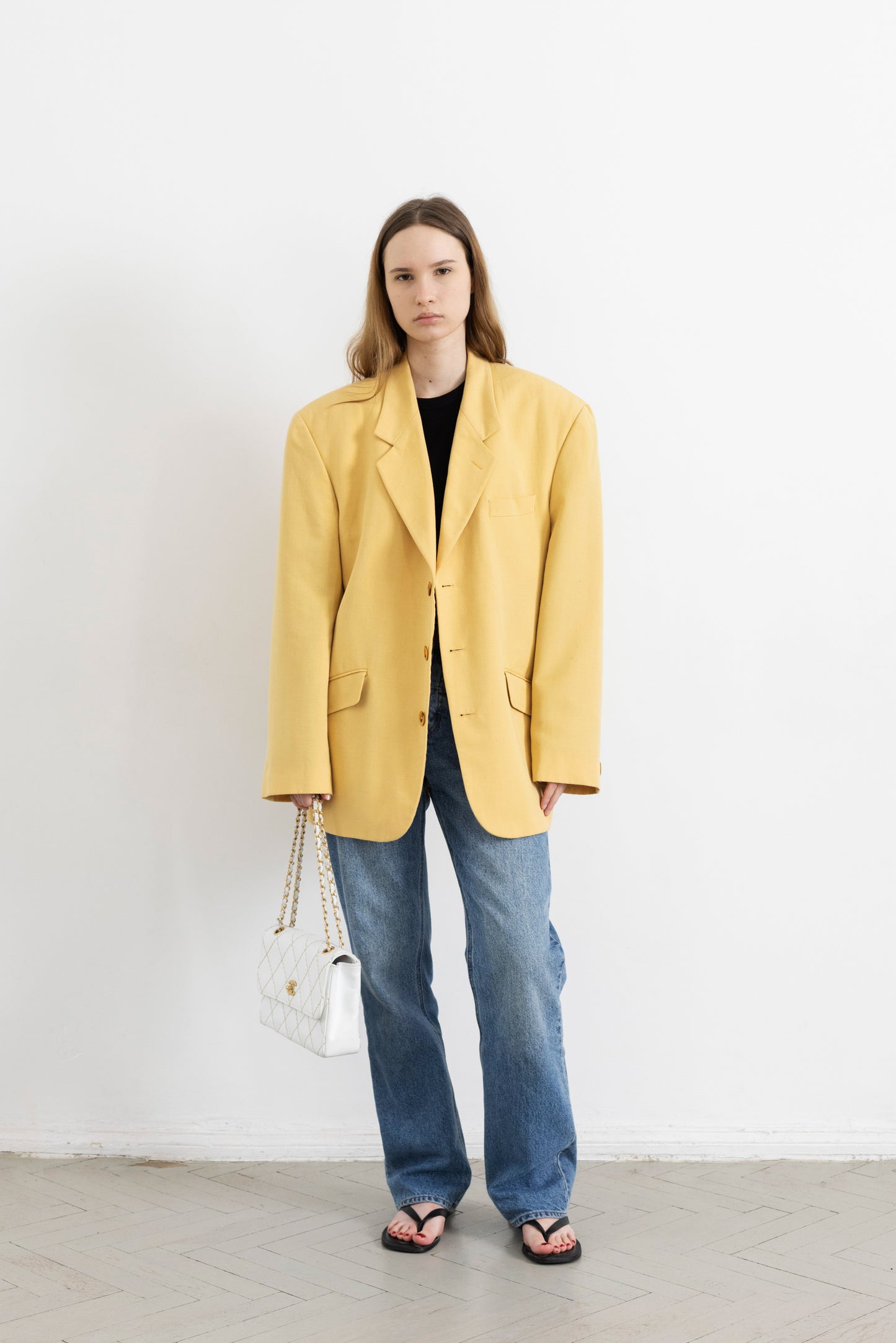 Vintage Butter Yellow Linen Blazer