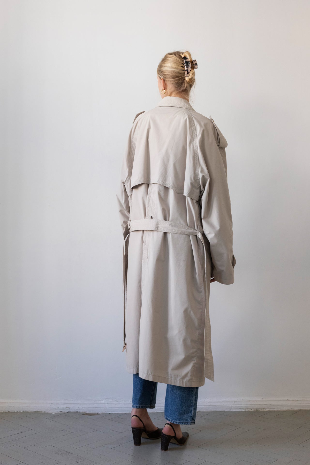 Vintage Beige Oversized Trench Coat