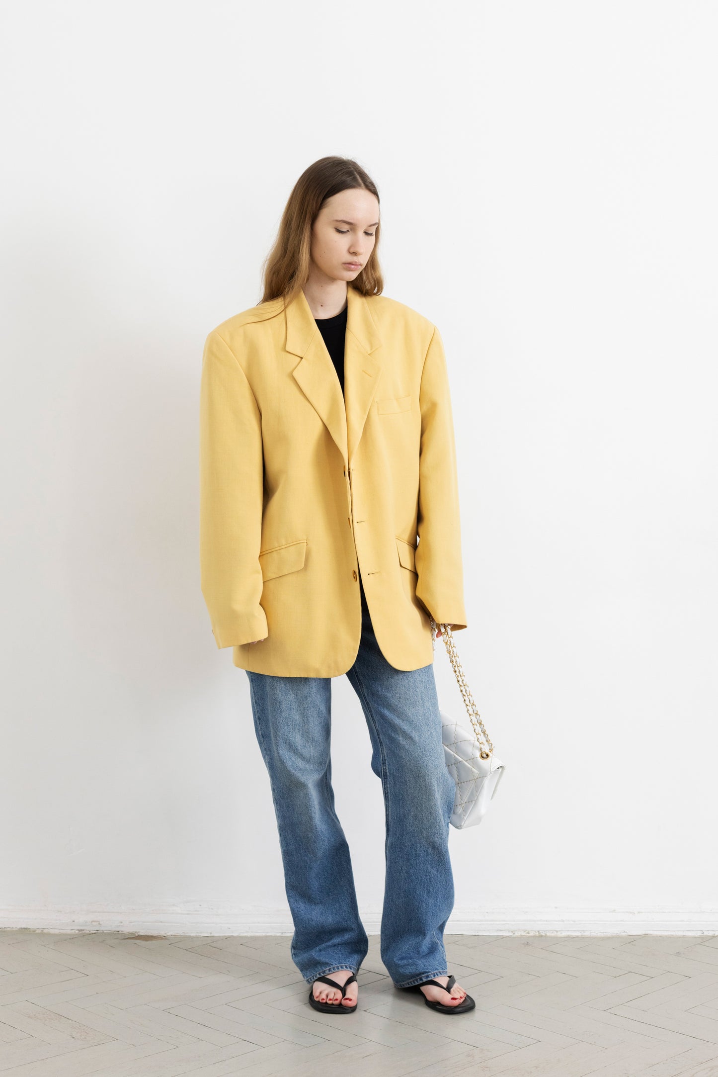 Vintage Butter Yellow Linen Blazer