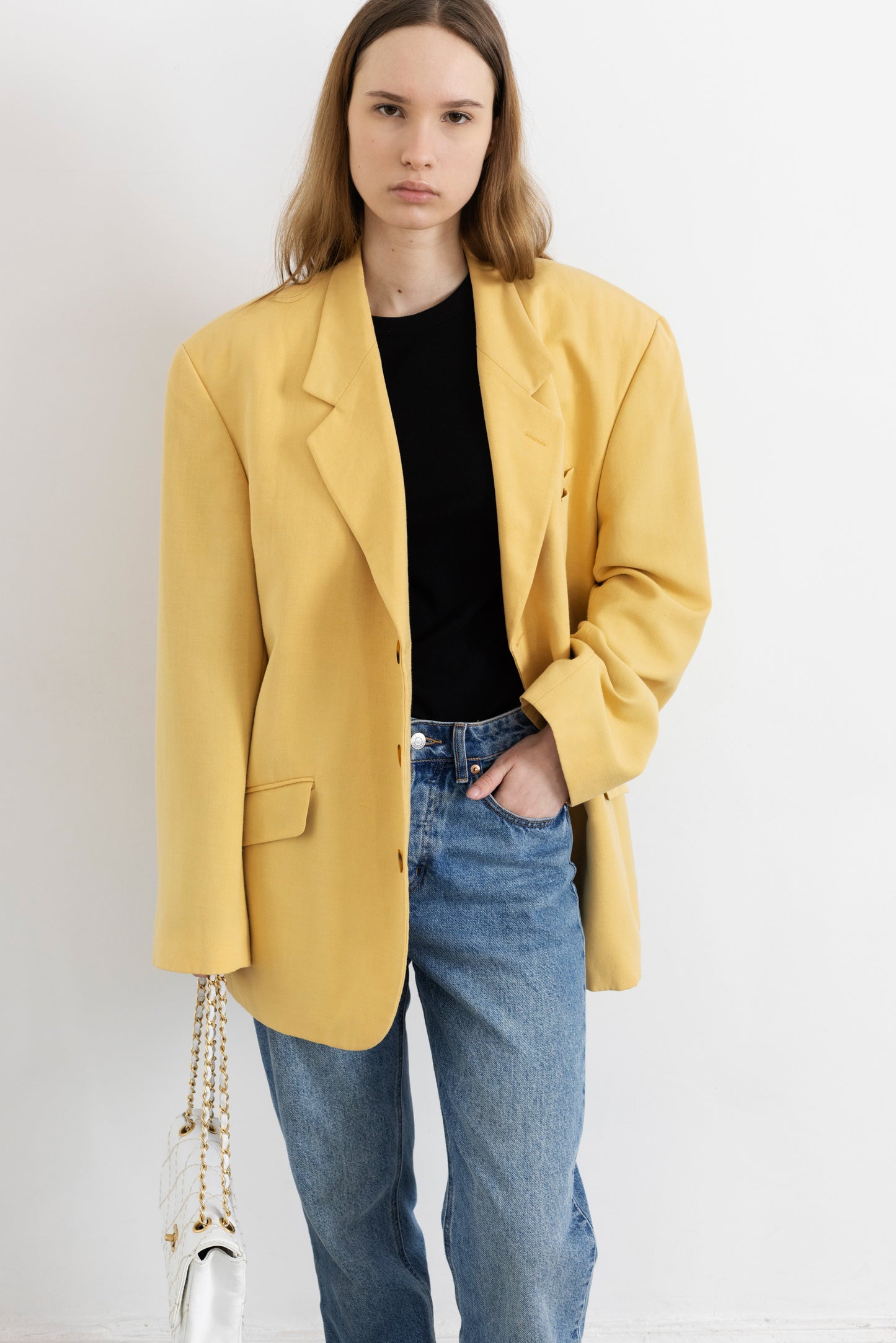 Vintage Butter Yellow Linen Blazer