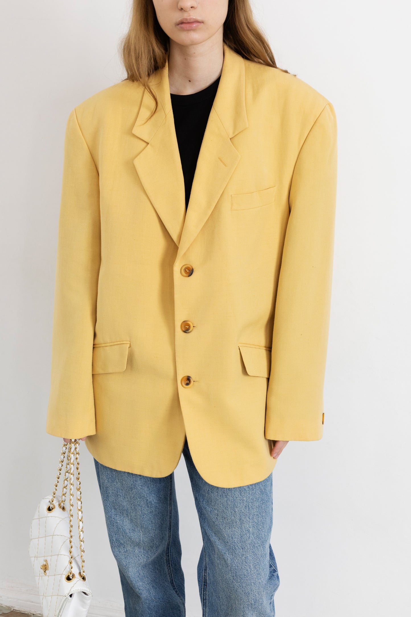 Vintage Butter Yellow Linen Blazer