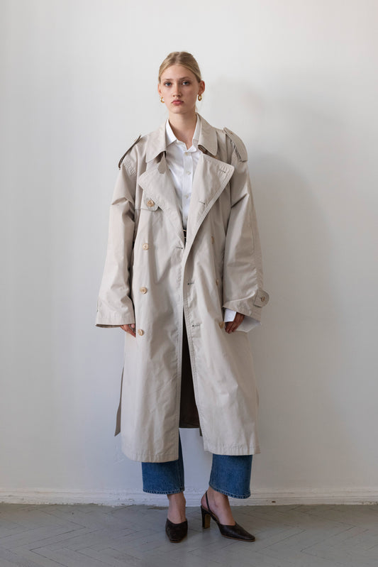 Vintage Beige Oversized Trench Coat