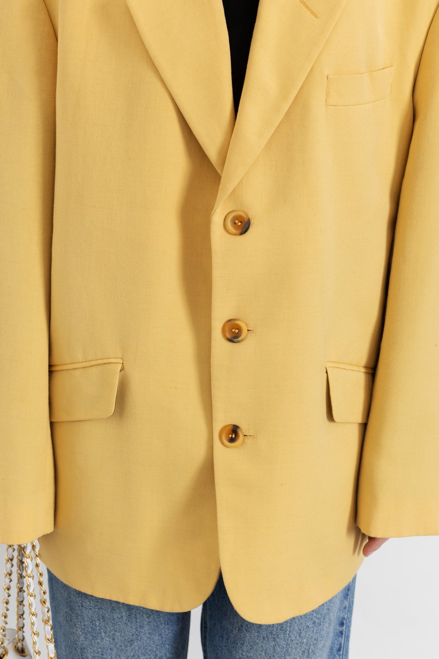 Vintage Butter Yellow Linen Blazer