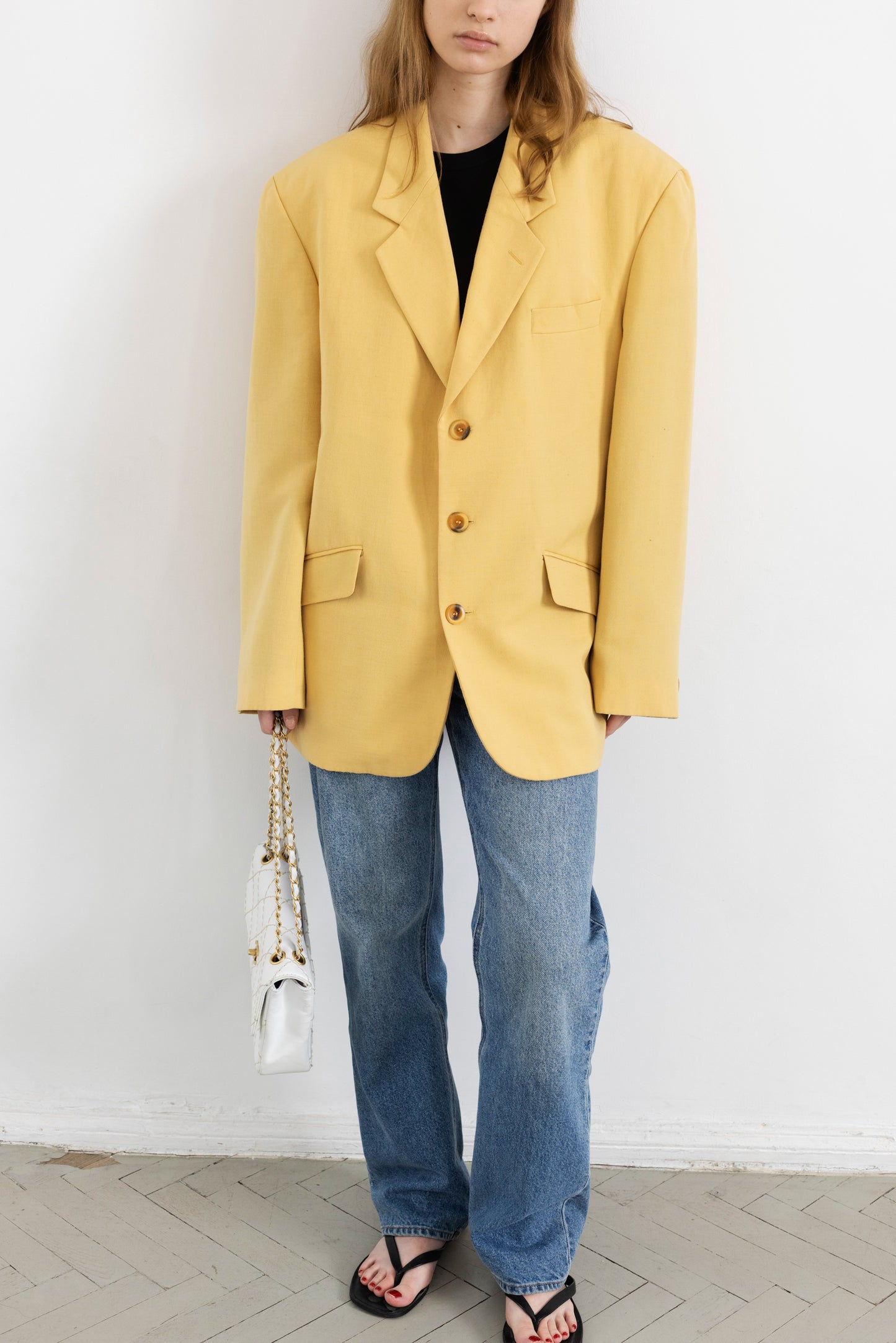 Vintage Butter Yellow Linen Blazer