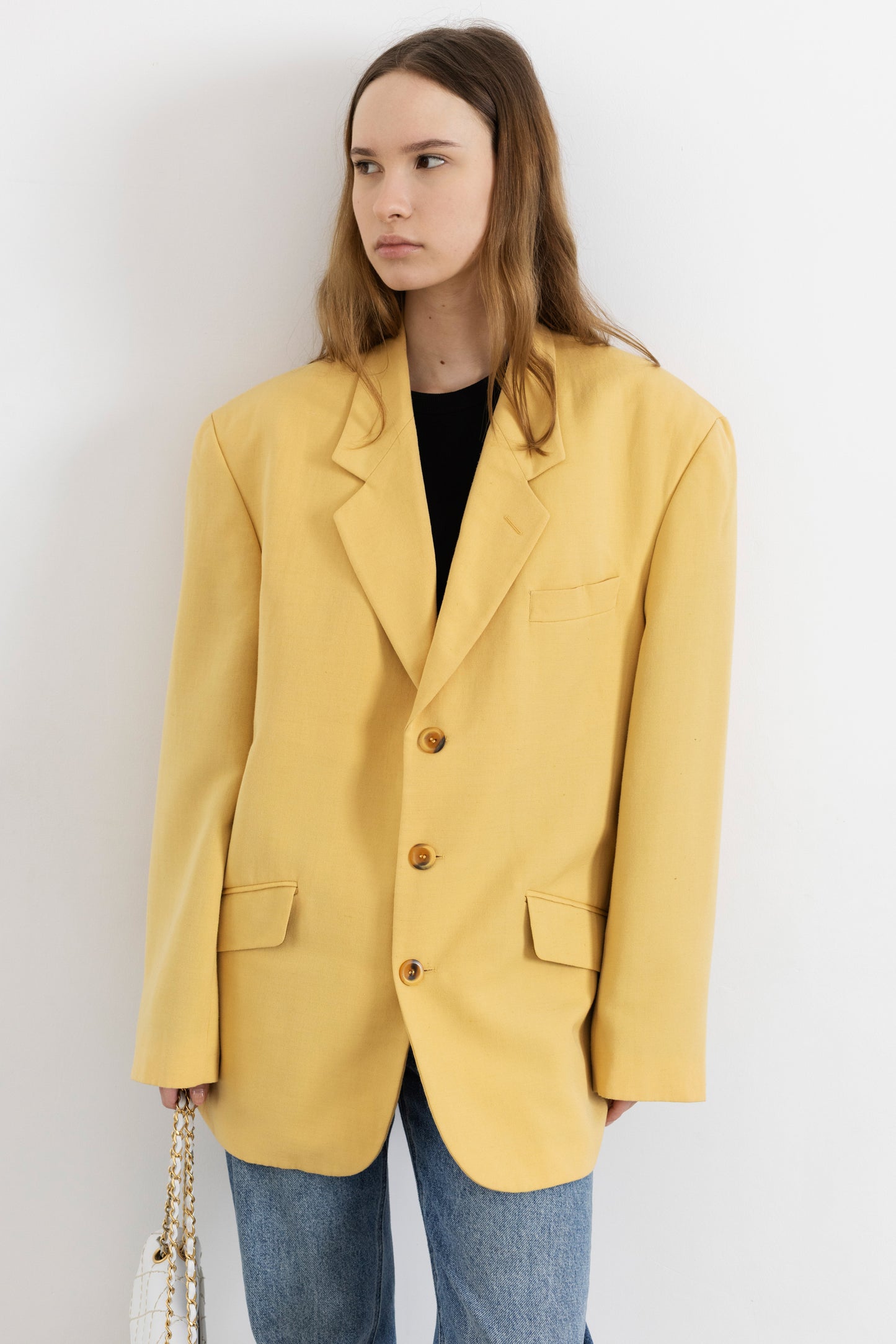 Vintage Butter Yellow Linen Blazer