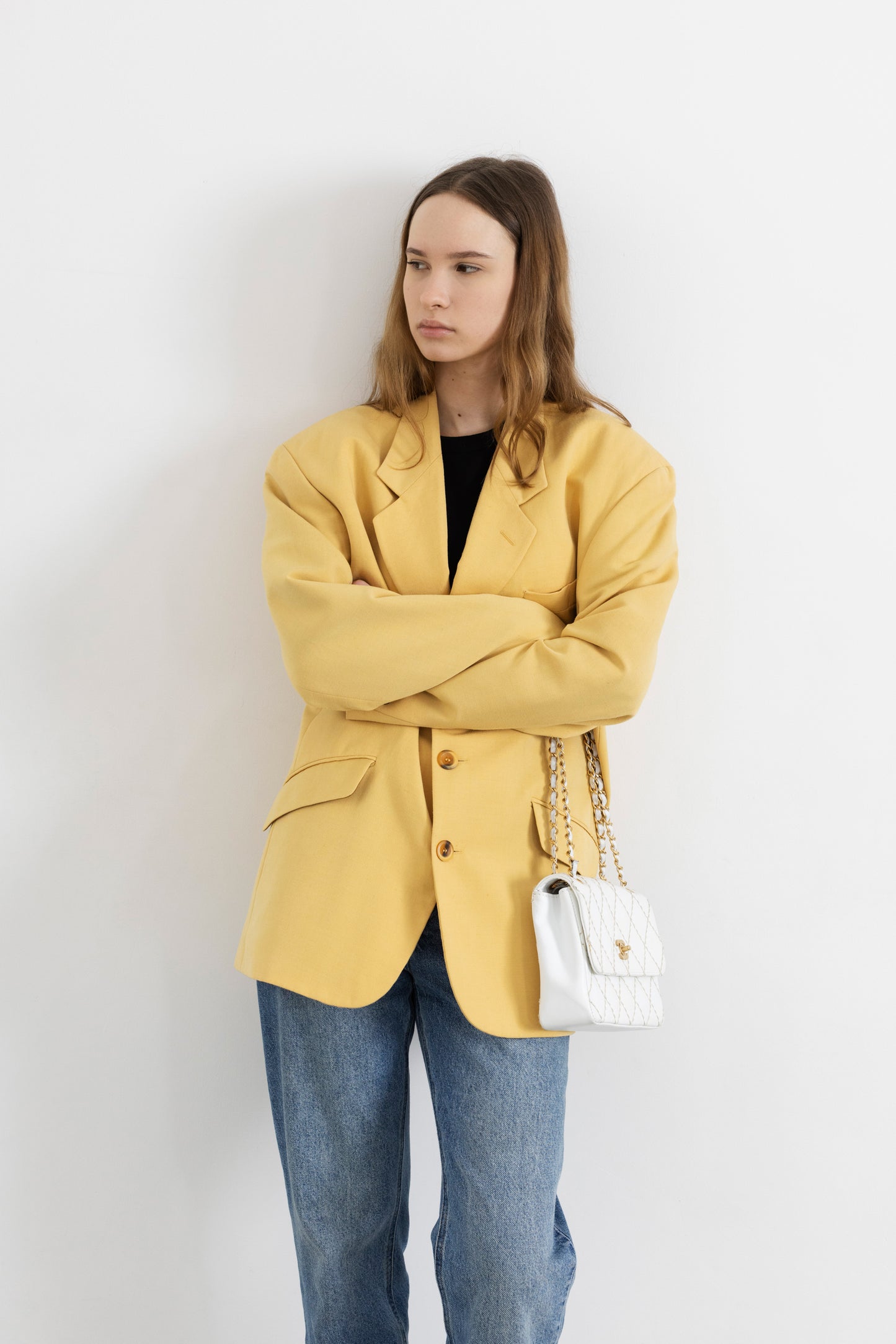 Vintage Butter Yellow Linen Blazer