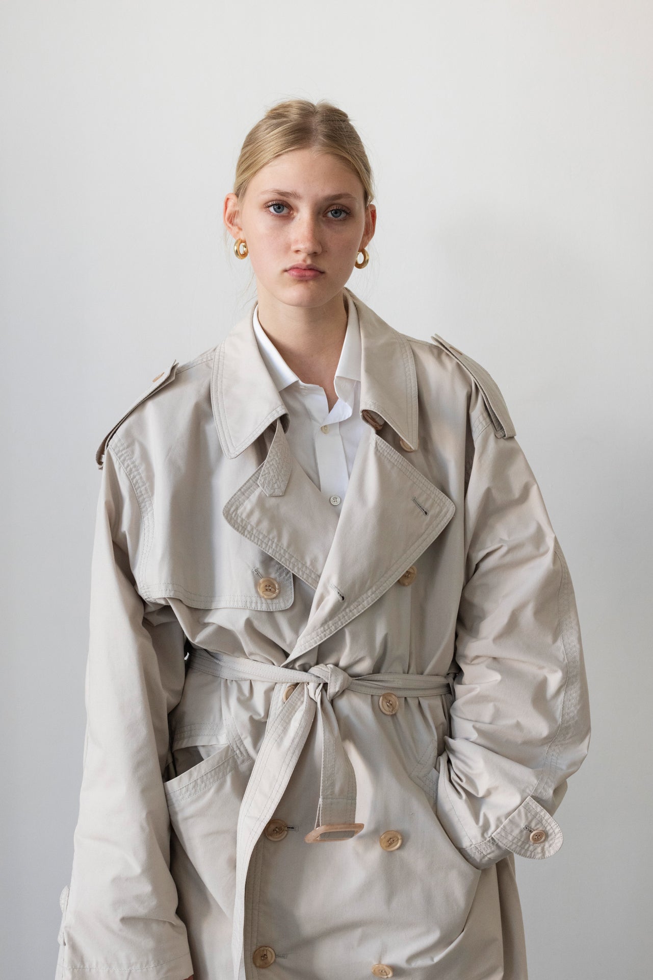 Vintage Beige Oversized Trench Coat