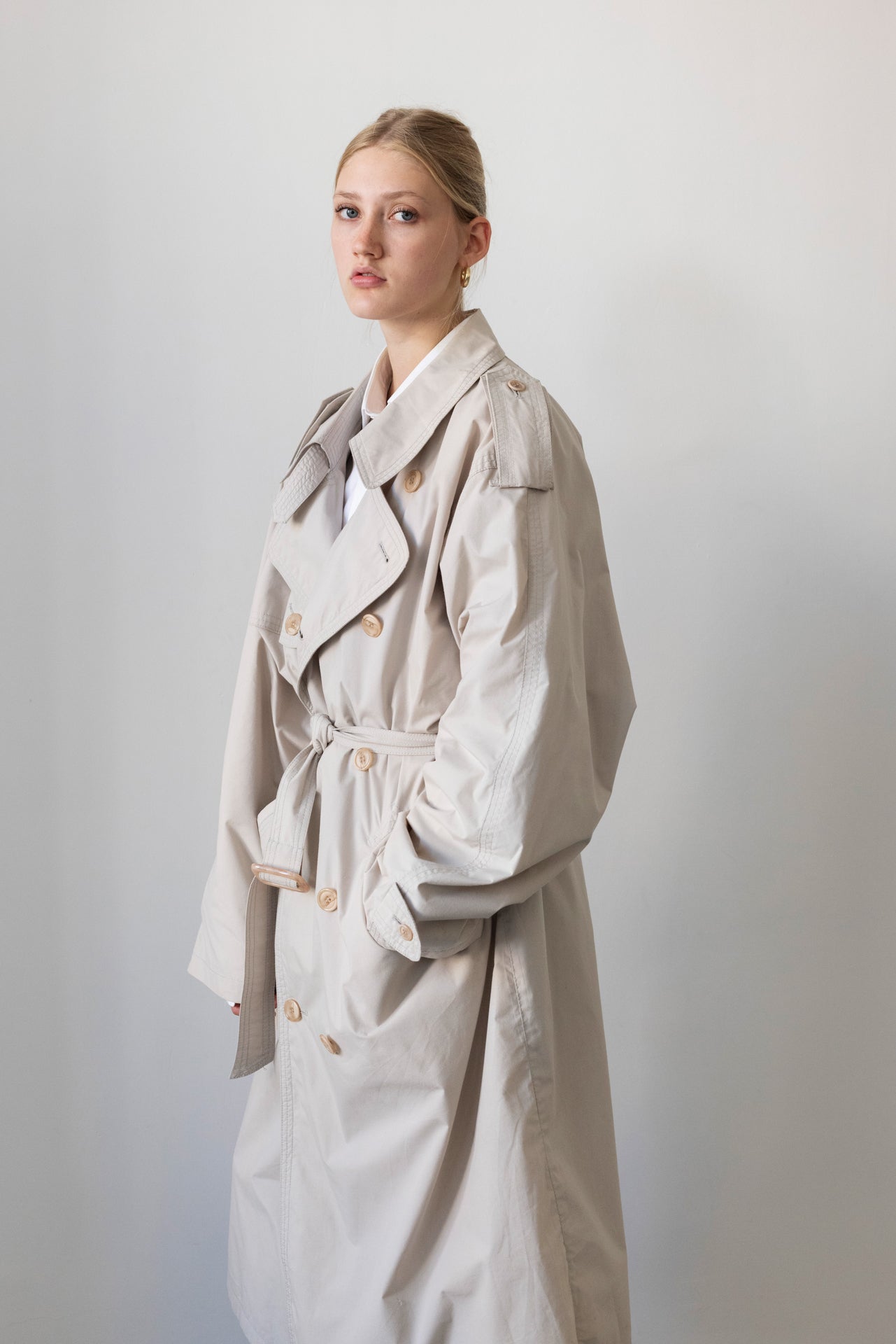 Vintage Beige Oversized Trench Coat