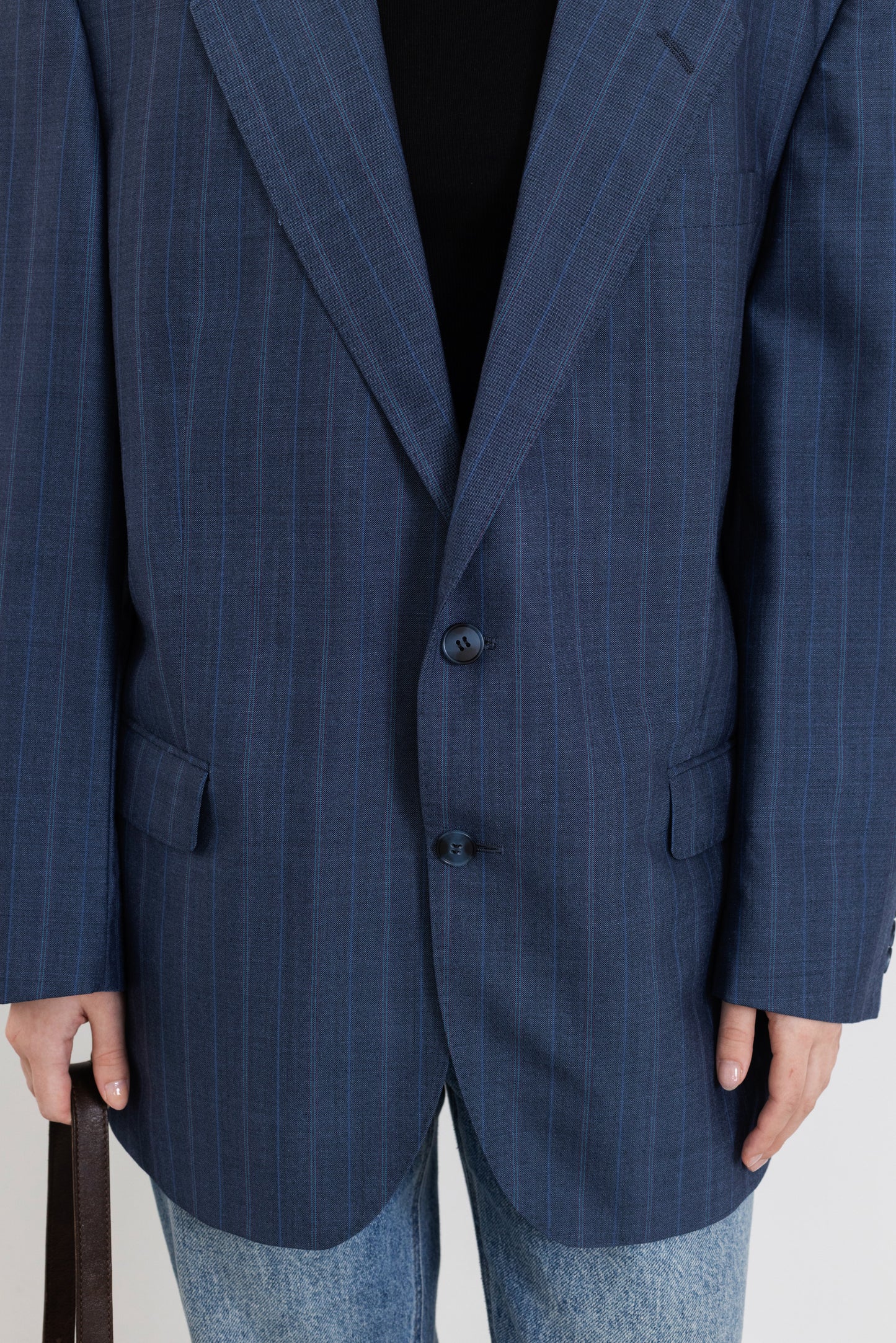 Vintage Blue Striped Wool Blazer