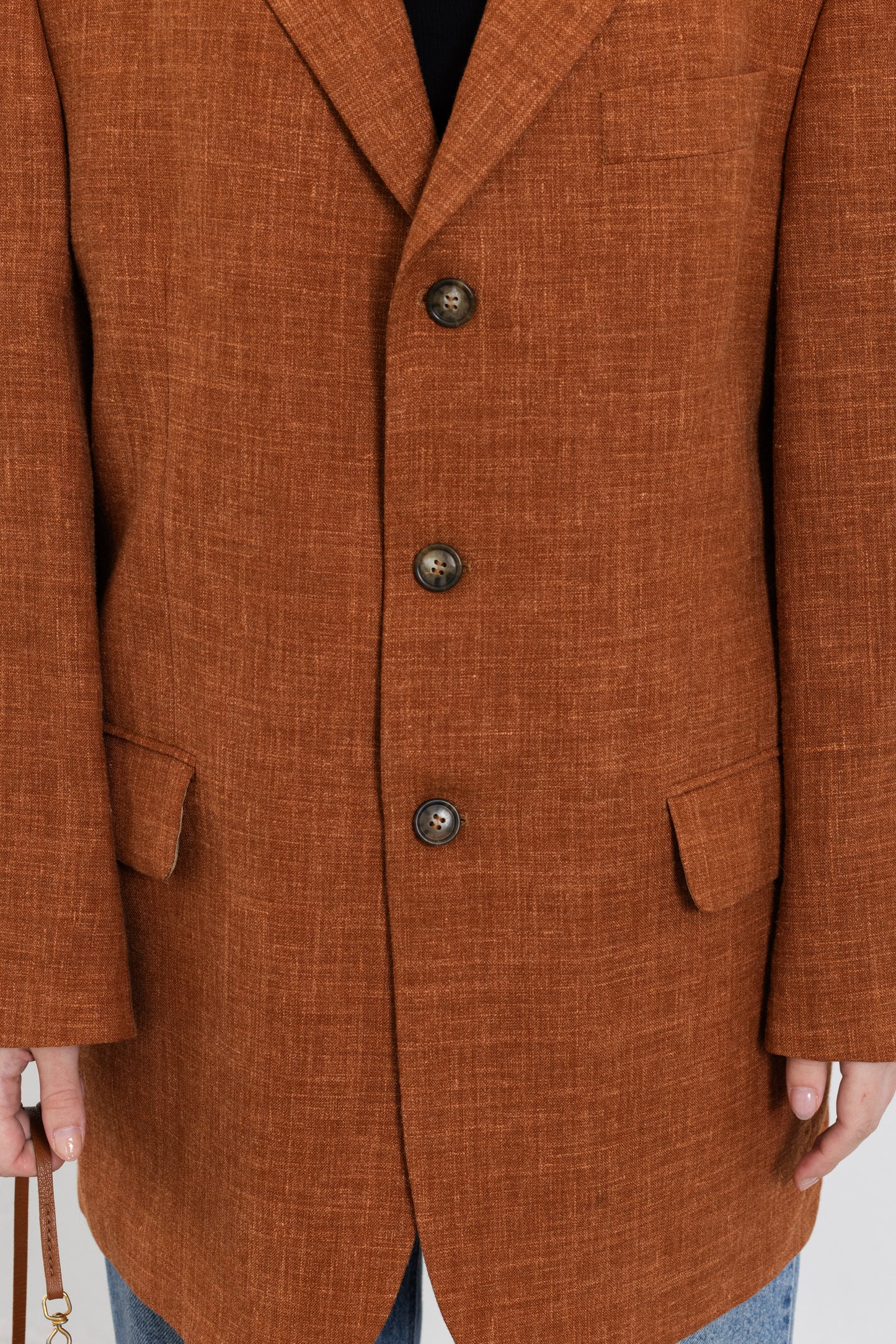 Vintage Terracotta Orange Wool Linen Blazer