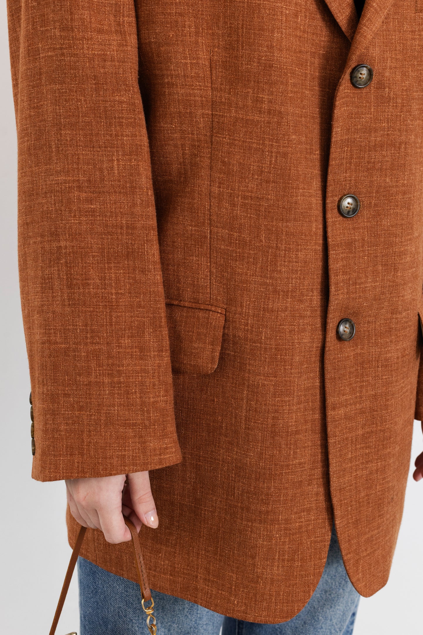Vintage Terracotta Orange Wool Linen Blazer