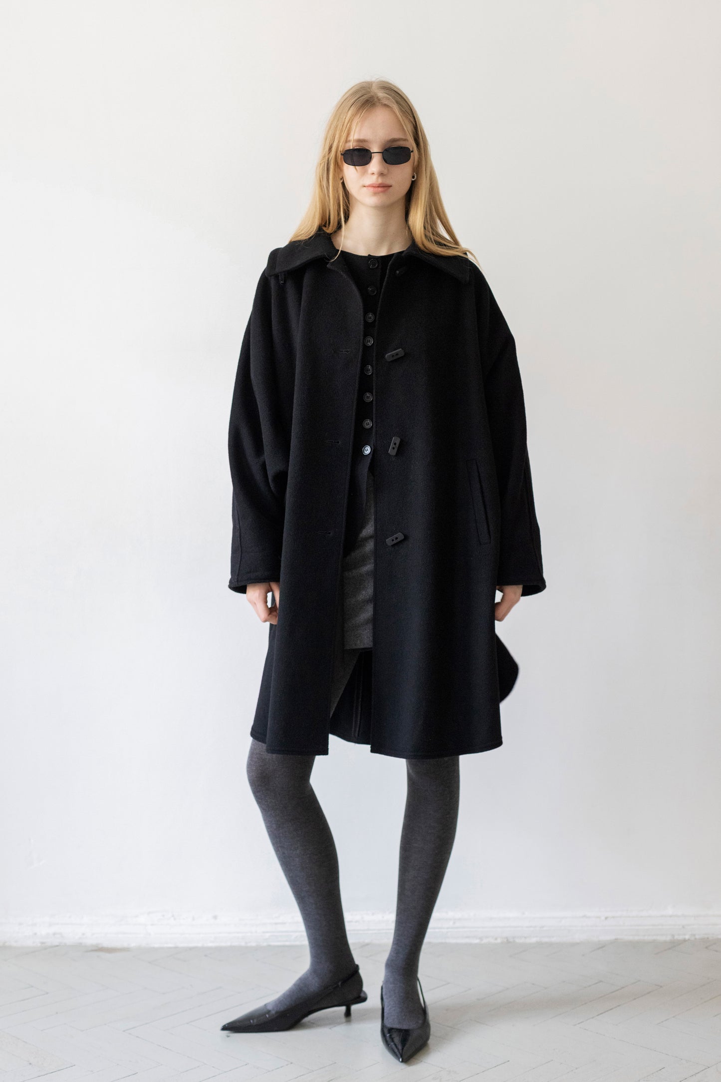 Vintage Black Wool Cape Coat