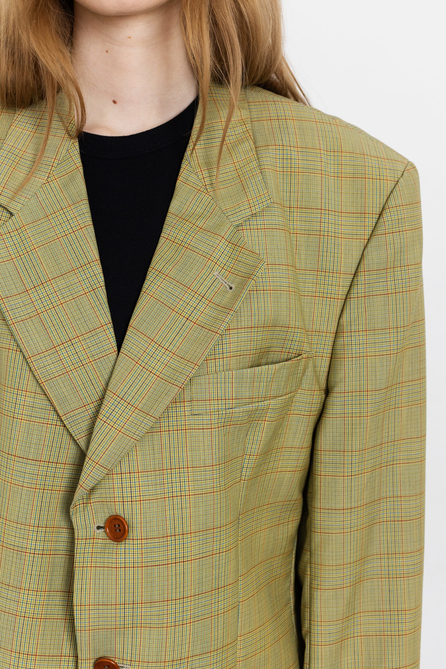 Vintage Hugo Boss Beige Plaid 100% Wool Blazer