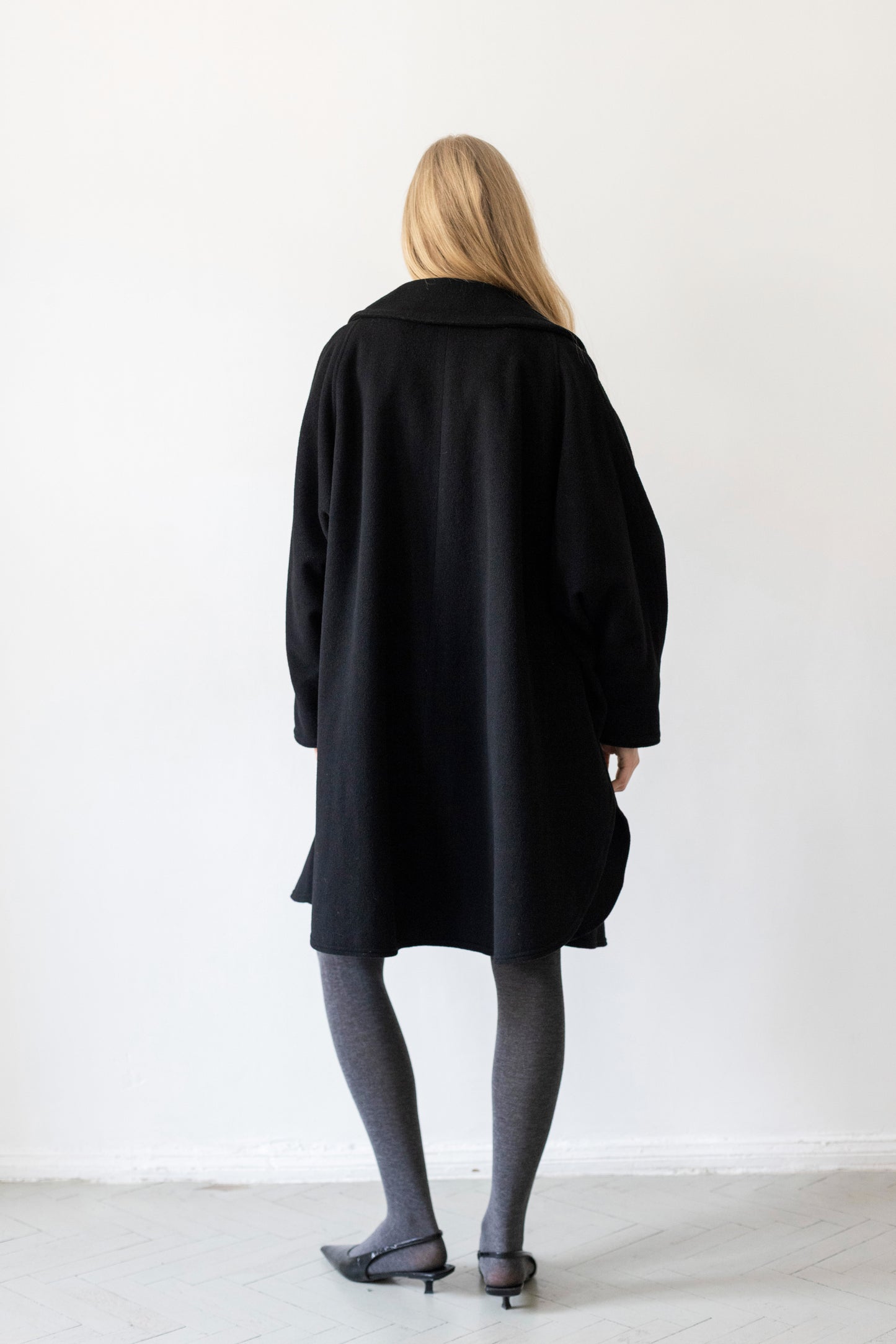 Vintage Black Wool Cape Coat