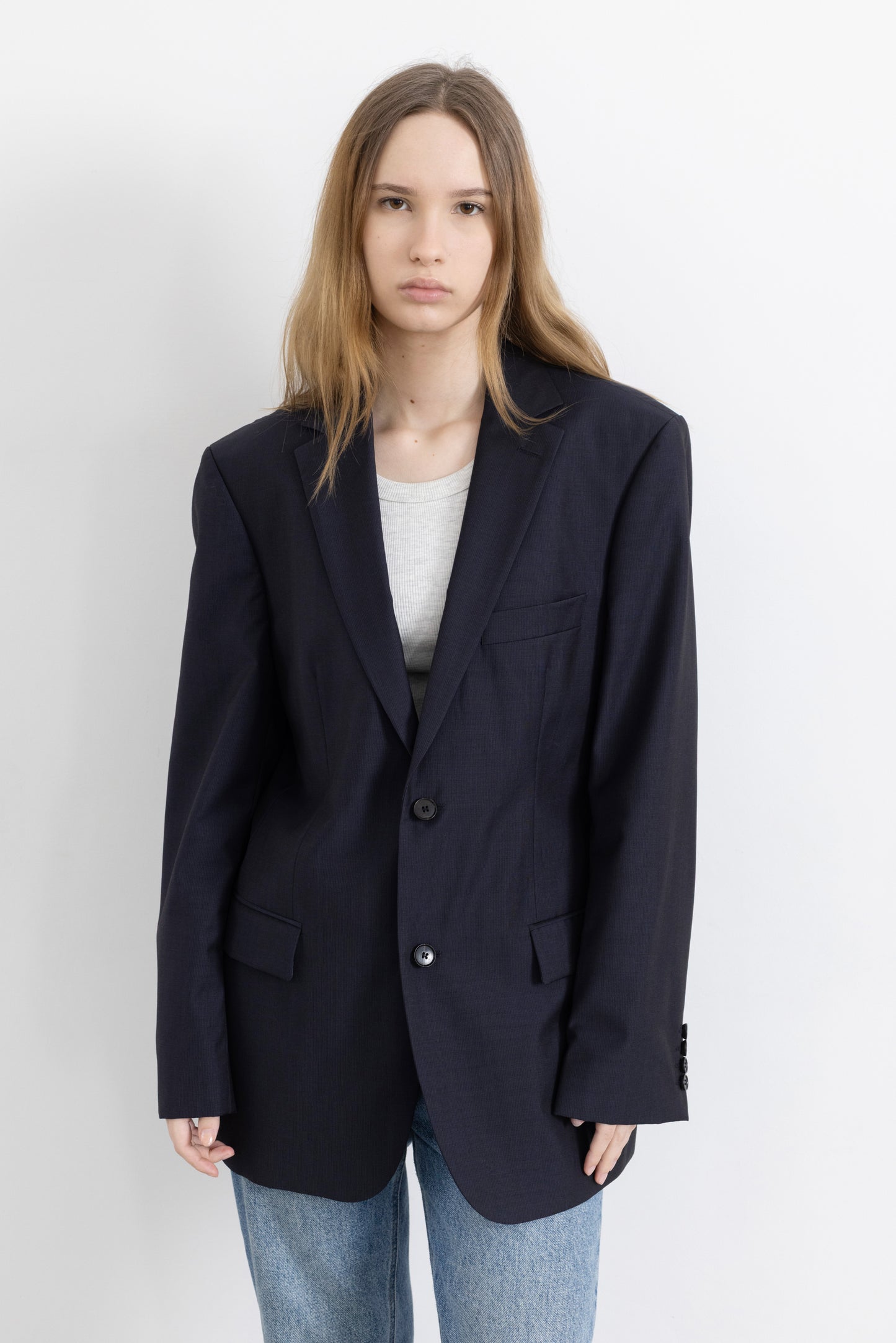 Vintage Hugo Boss Navy 100% Wool Blazer