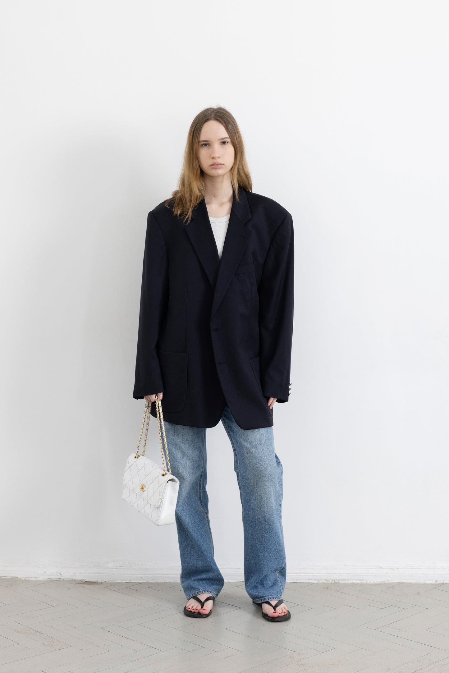Vintage Navy 100% Wool Blazer