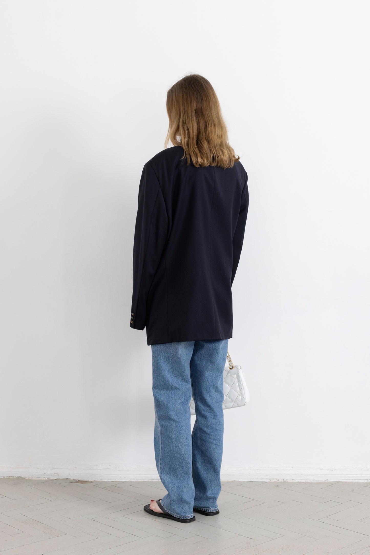 Vintage Navy 100% Wool Blazer