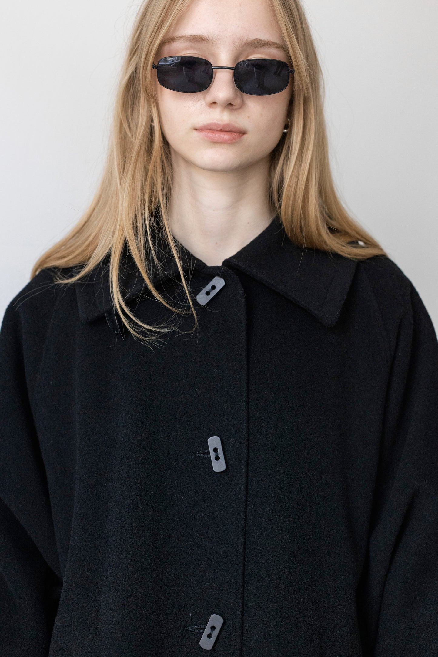 Vintage Black Wool Cape Coat