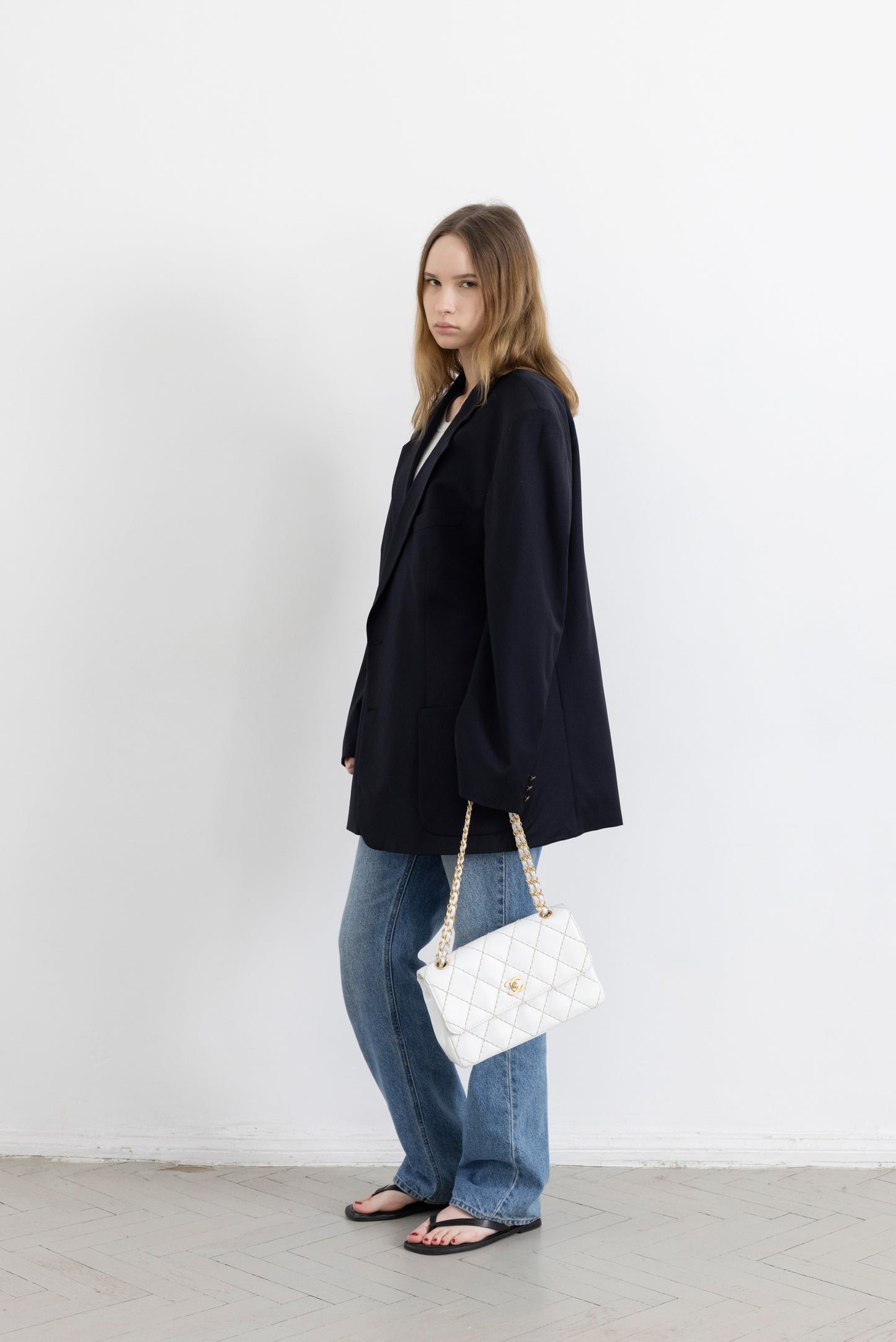 Vintage Navy 100% Wool Blazer