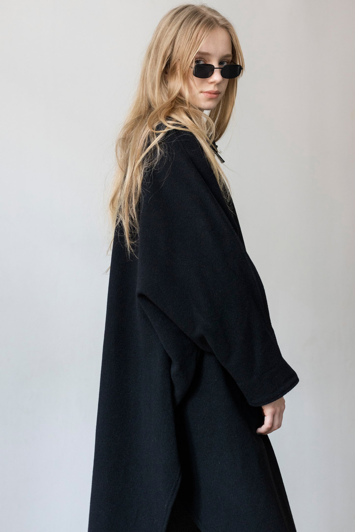 Vintage Black Wool Cape Coat