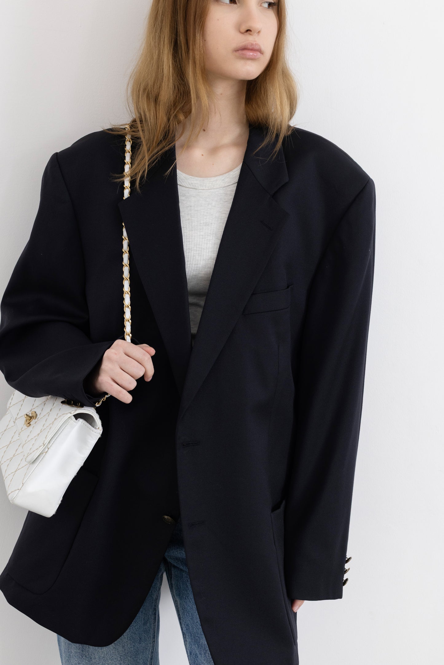 Vintage Navy 100% Wool Blazer
