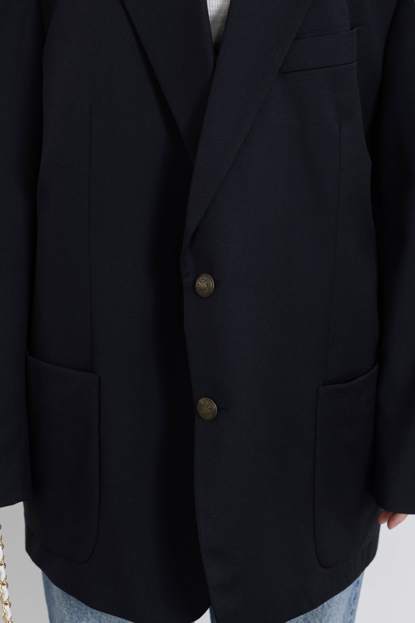 Vintage Navy 100% Wool Blazer