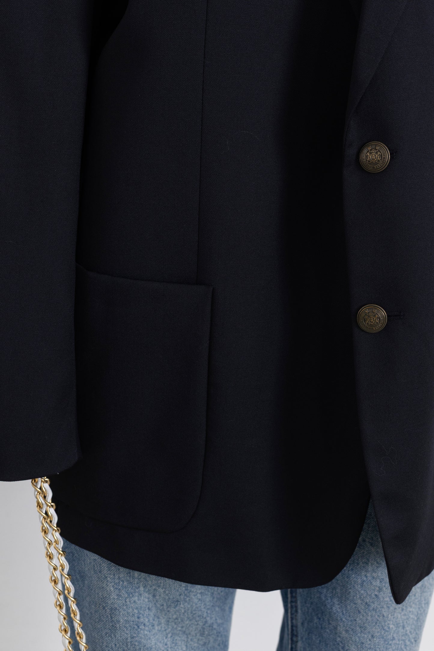 Vintage Navy 100% Wool Blazer