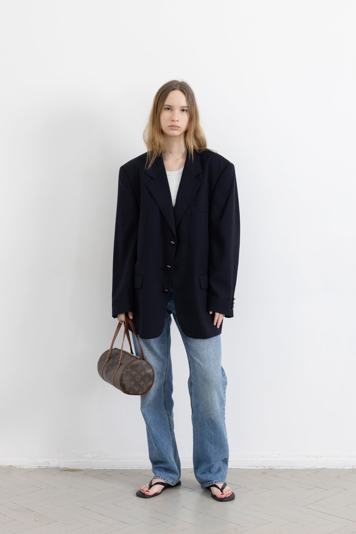 Vintage Navy Wool Blazer