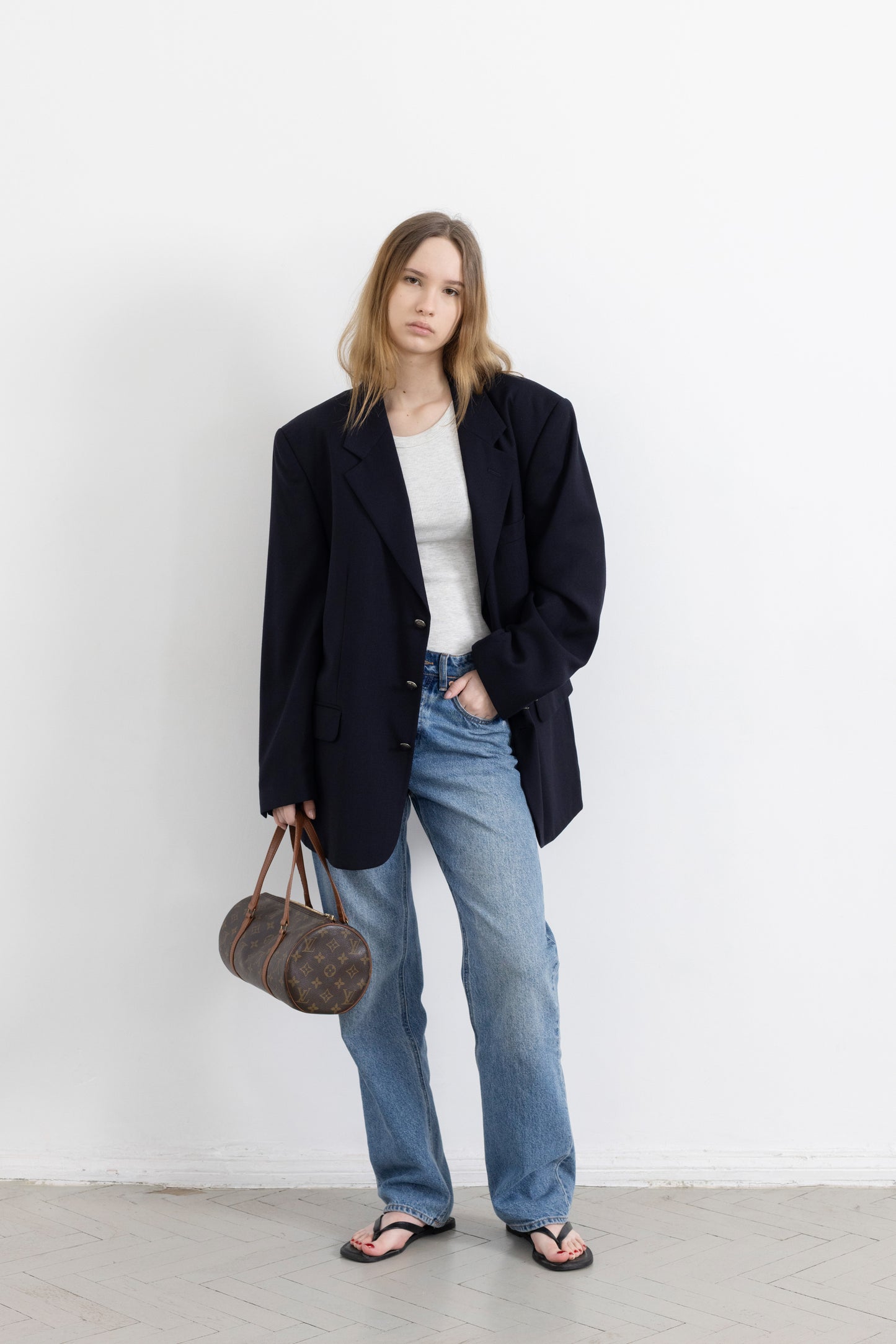 Vintage Navy Wool Blazer
