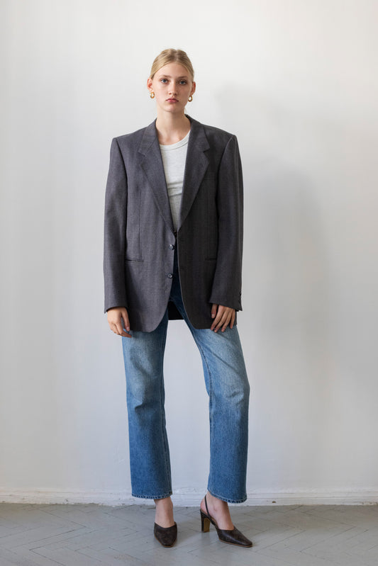 Vintage Pierre Balmain Paris Grey 100% Wool Blazer