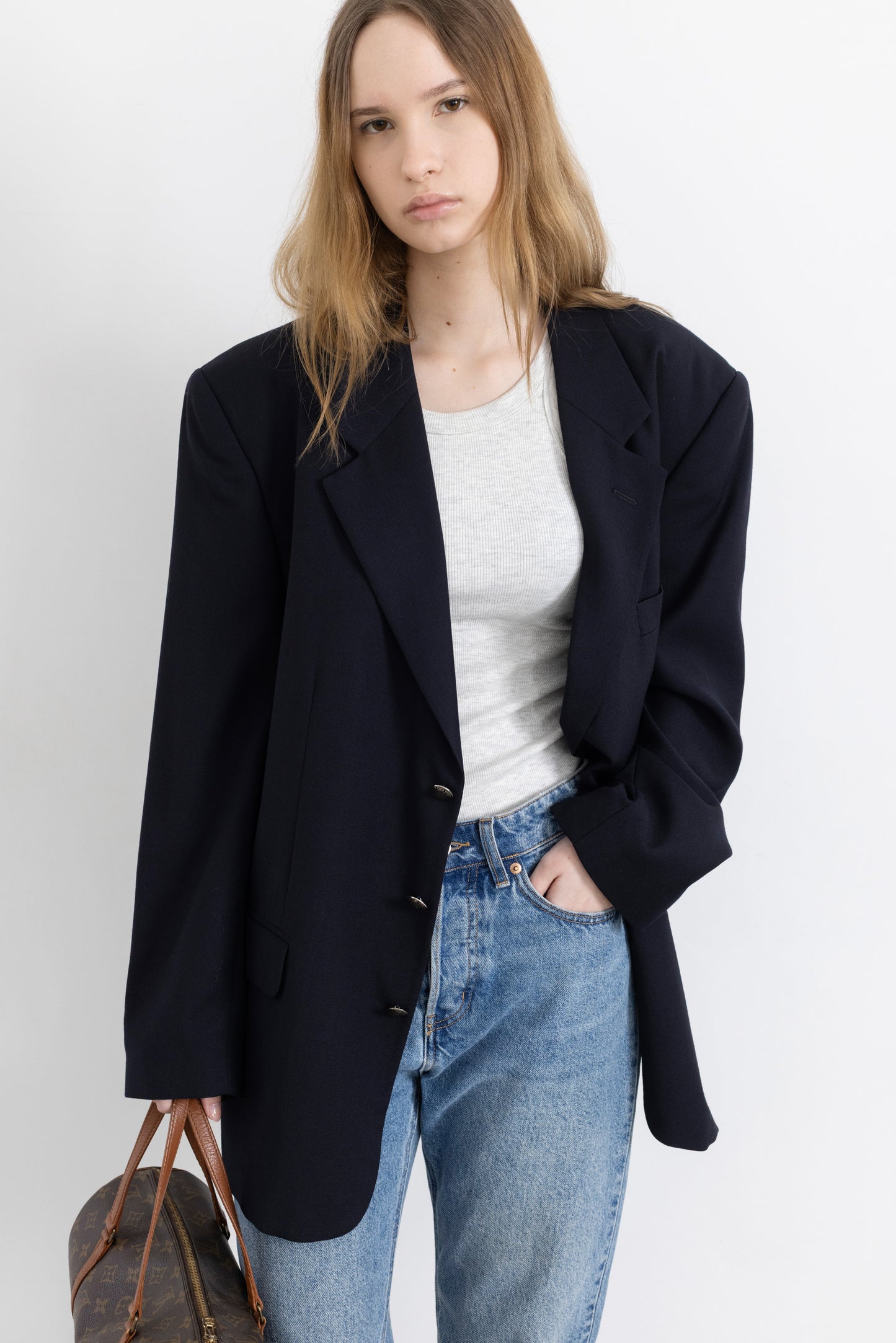 Vintage Navy Wool Blazer